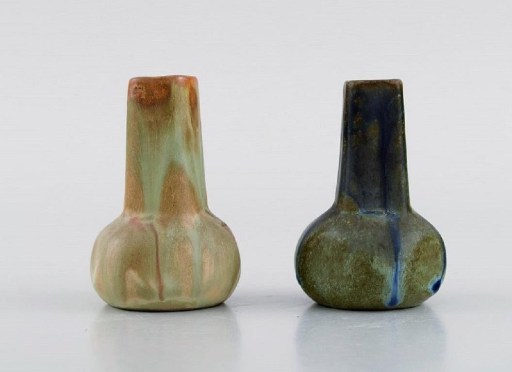 Six Belgian Miniature Vases in Glazed Ceramics, Mid-20th C. 3