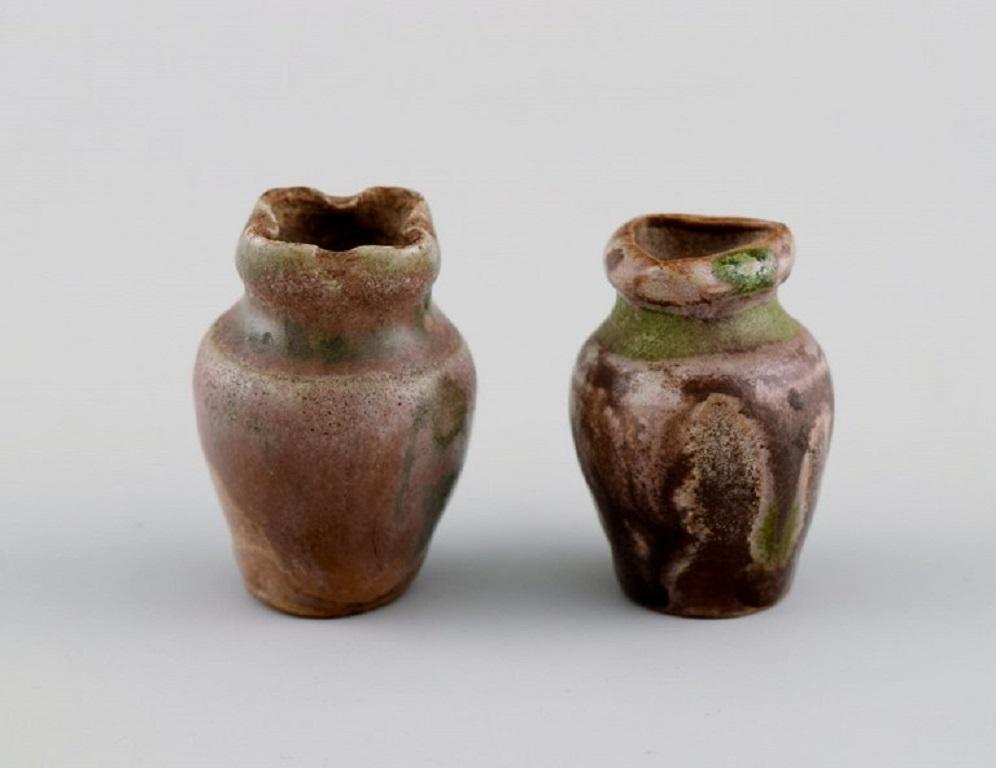Six Belgian Miniature Vases in Glazed Ceramics, Mid-20th Century In Excellent Condition For Sale In Copenhagen, DK