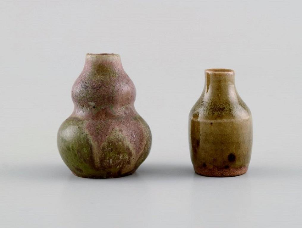 Six Belgian Miniature Vases in Glazed Ceramics, Mid-20th Century For Sale 1
