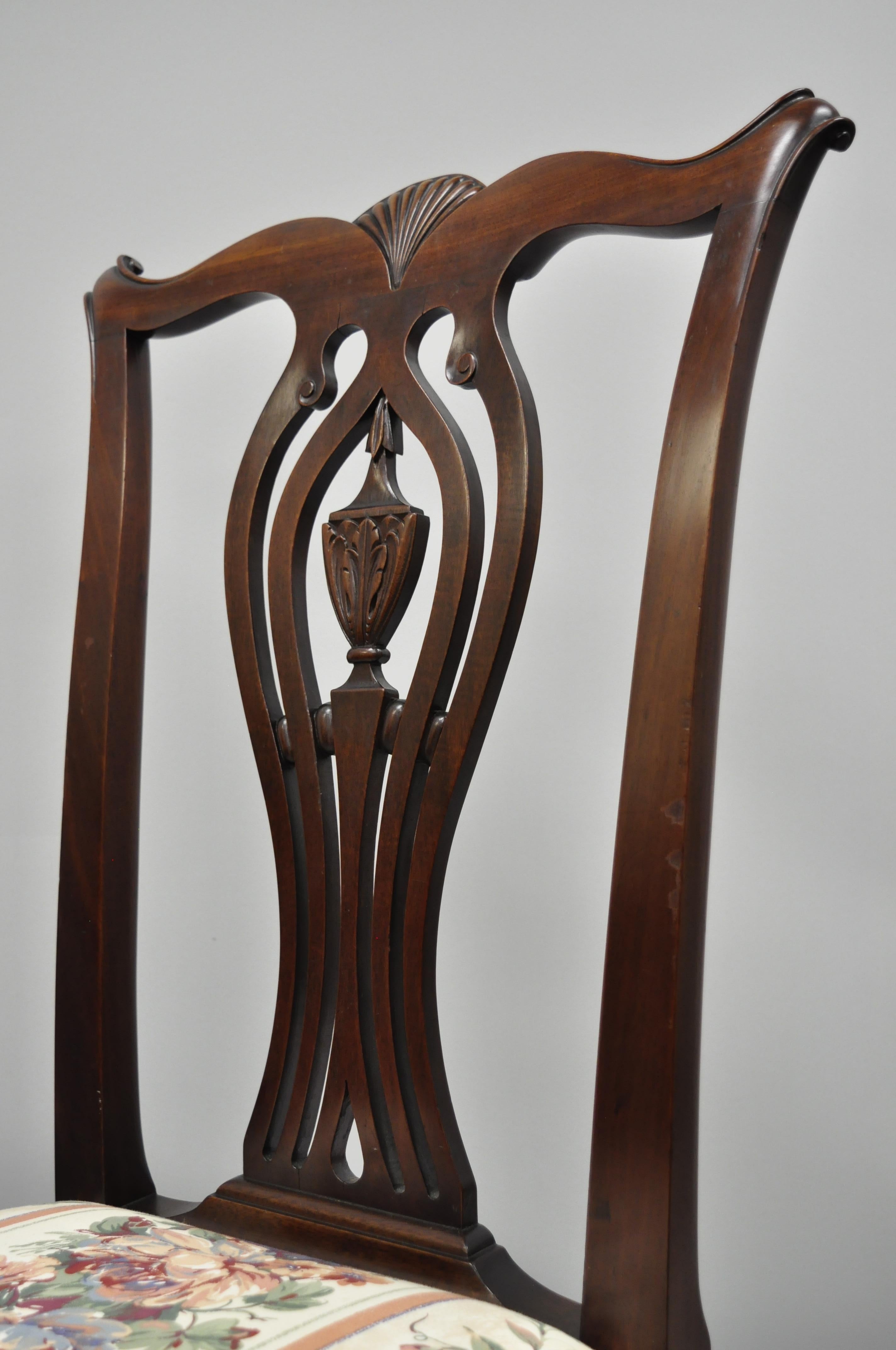Six Bench Made Carved Mahogany Chippendale Style Ball and Claw Dining Chair Set For Sale 7