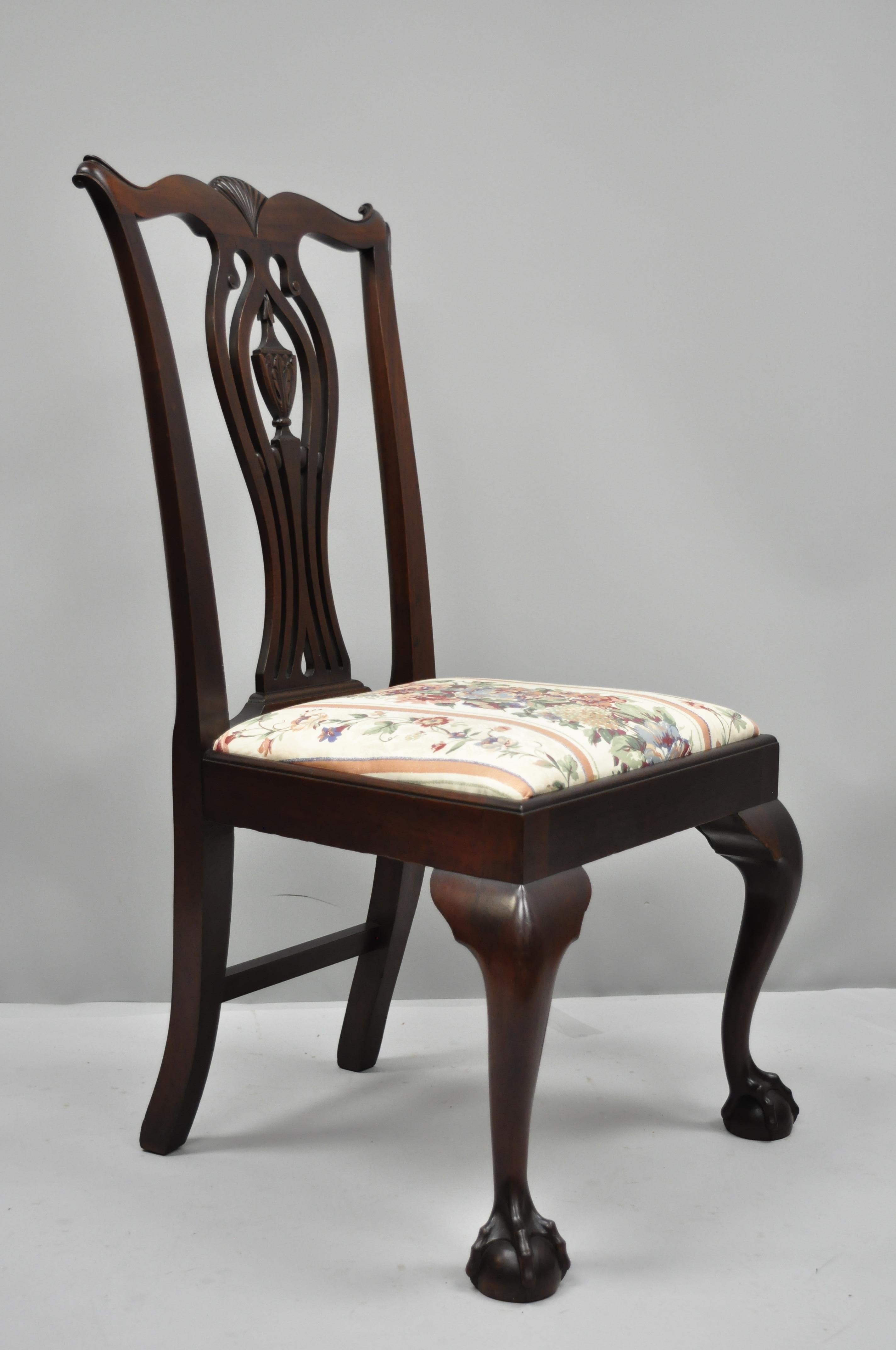 Six Bench Made Carved Mahogany Chippendale Style Ball and Claw Dining Chair Set For Sale 10