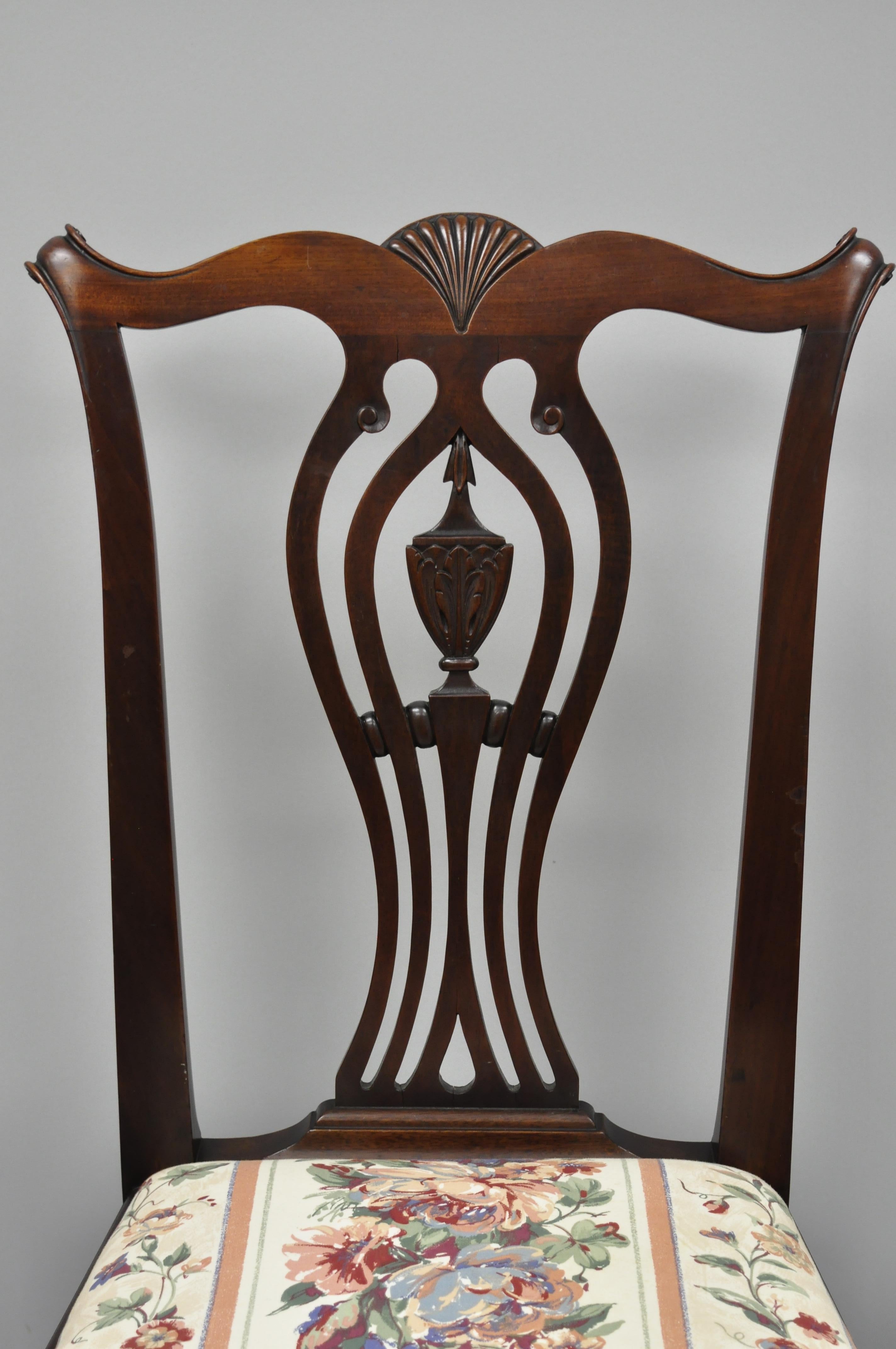 American Six Bench Made Carved Mahogany Chippendale Style Ball and Claw Dining Chair Set For Sale