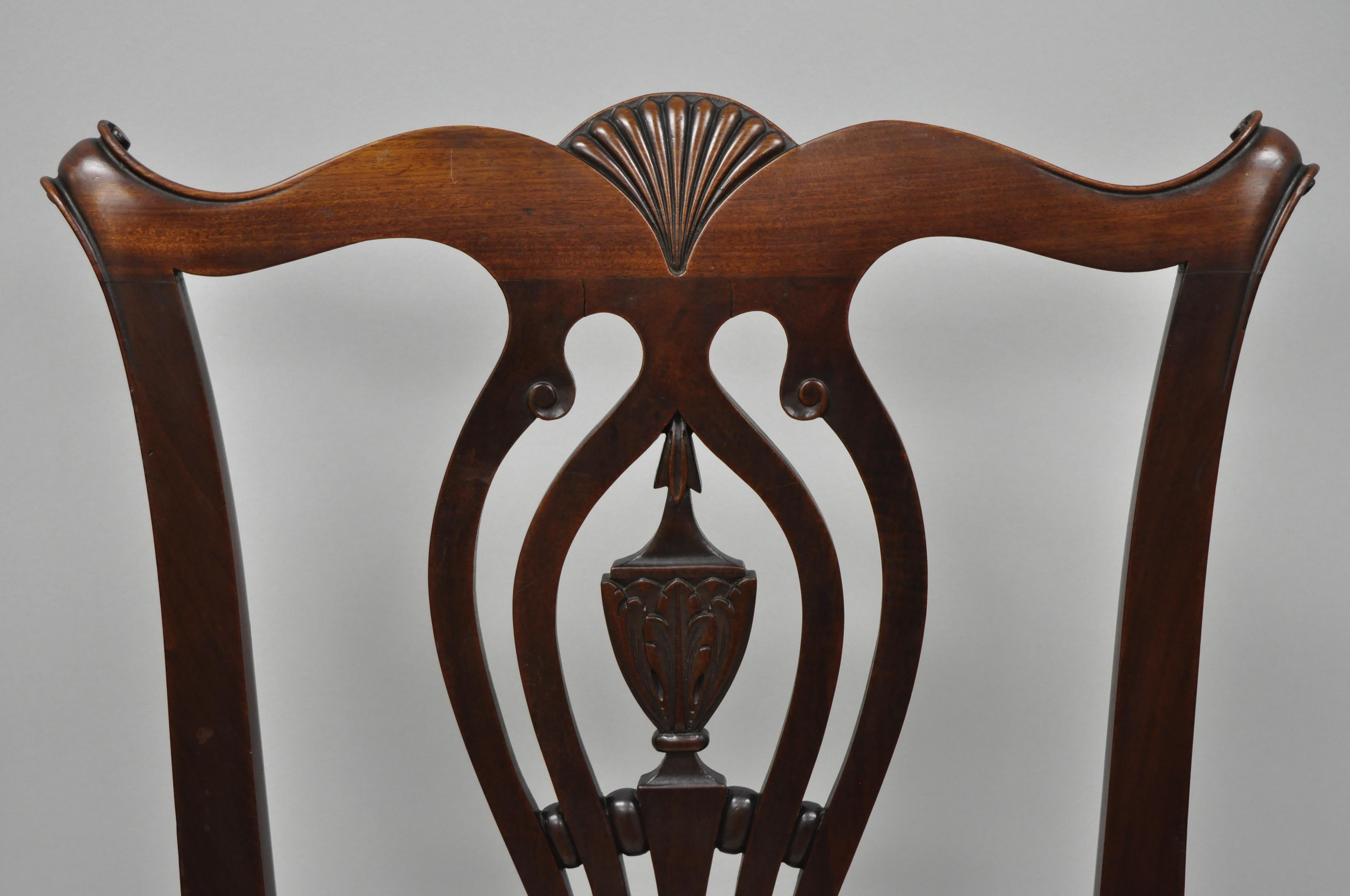 Six Bench Made Carved Mahogany Chippendale Style Ball and Claw Dining Chair Set In Good Condition For Sale In Philadelphia, PA