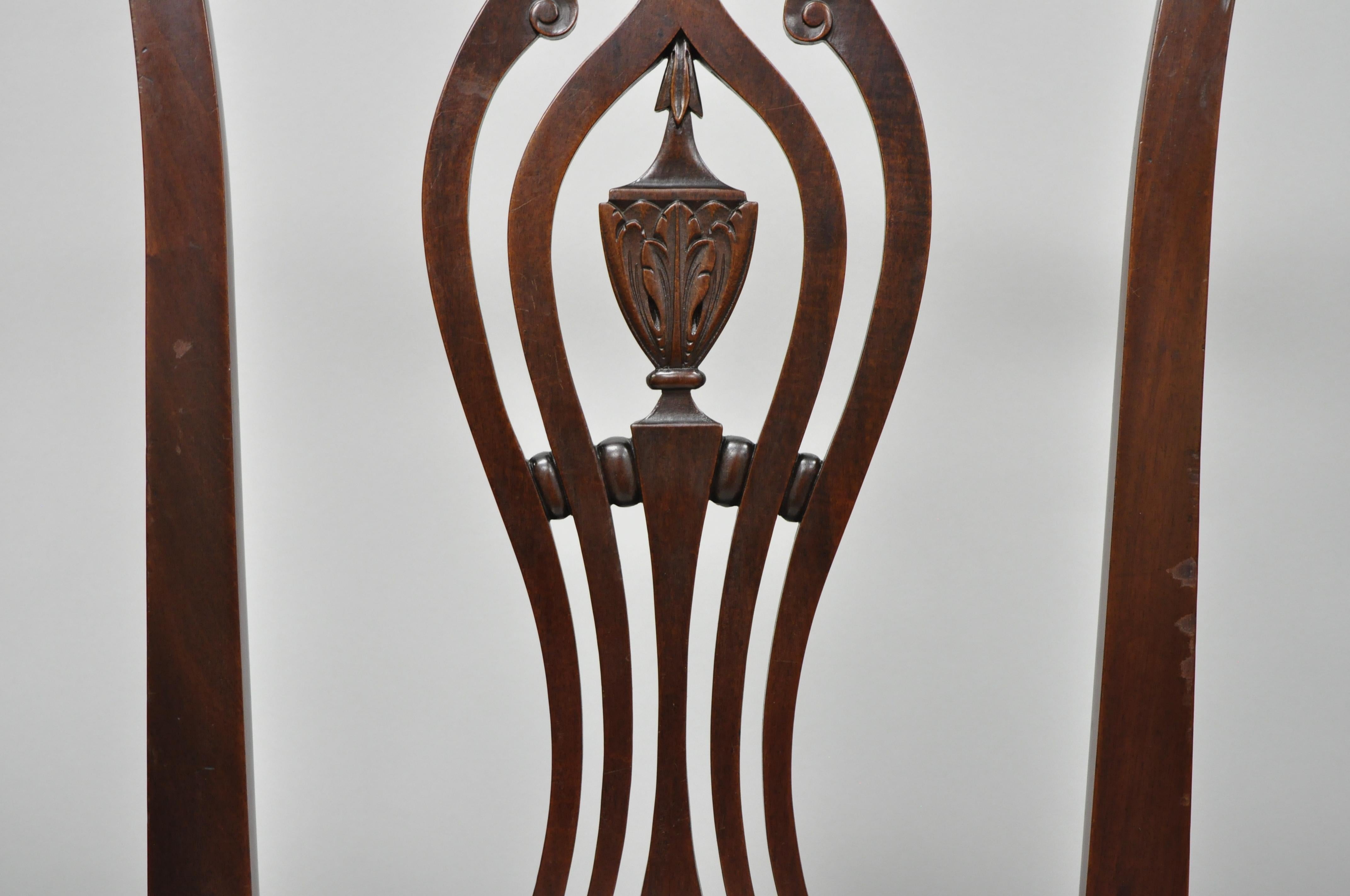 Six Bench Made Carved Mahogany Chippendale Style Ball and Claw Dining Chair Set For Sale 3