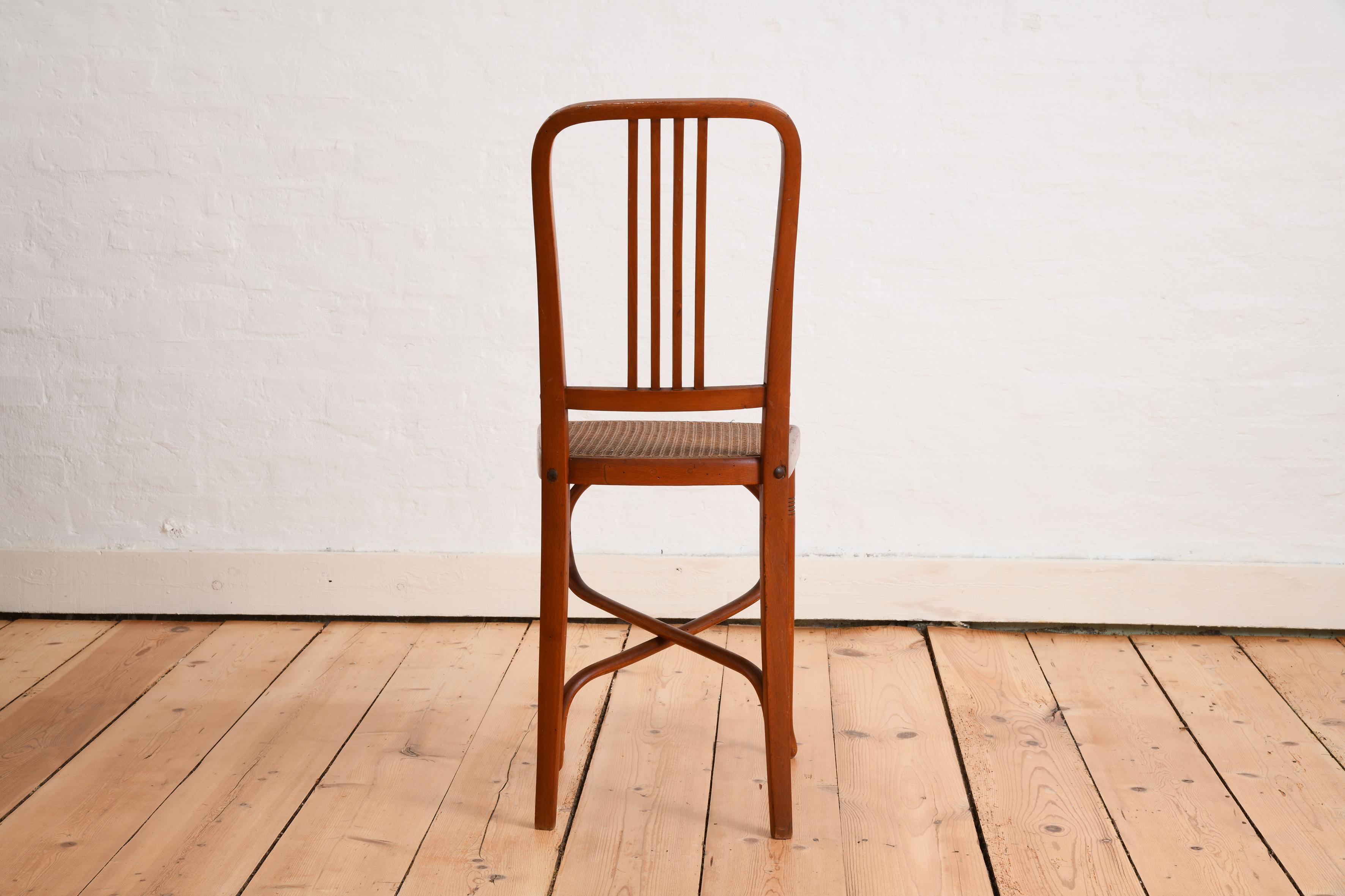 Six bentwood chairs with cane seats early 20th century in the style of Thonet For Sale 2