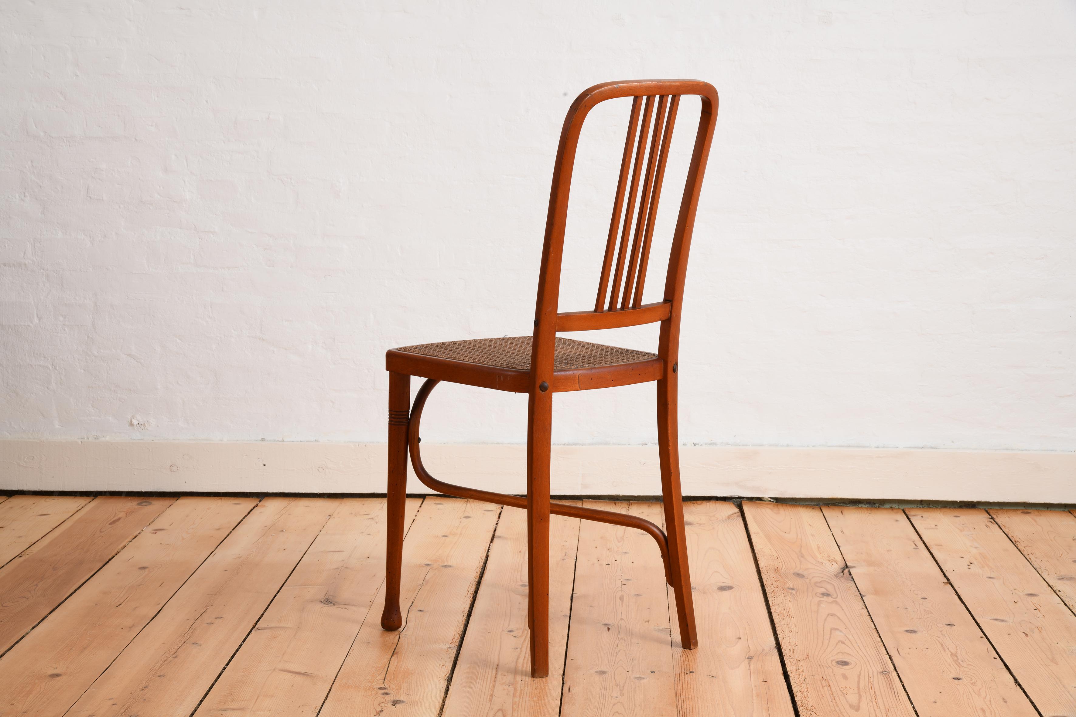 Six bentwood chairs with cane seats early 20th century in the style of Thonet For Sale 3