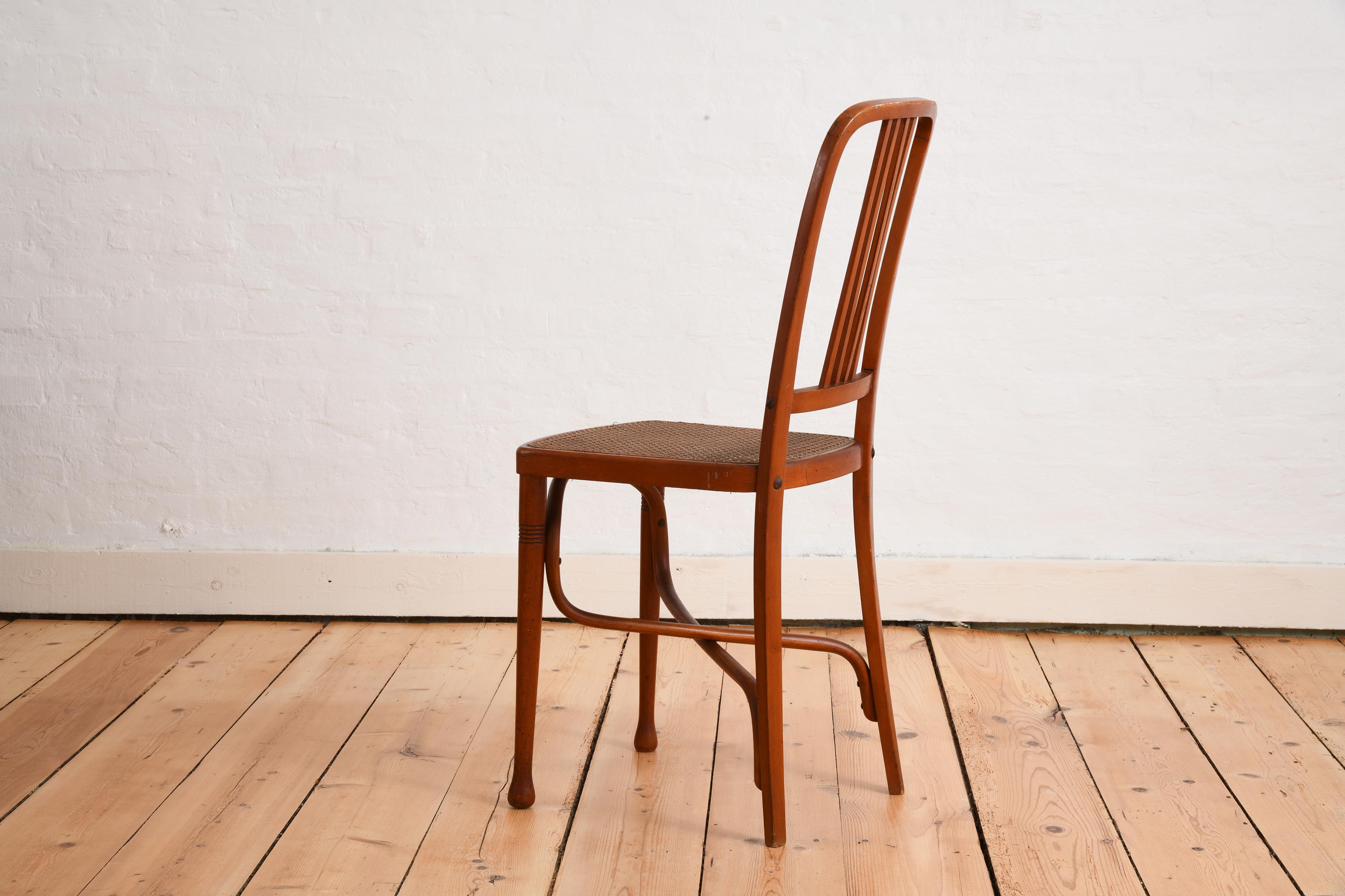 Six bentwood chairs with cane seats early 20th century in the style of Thonet For Sale 4