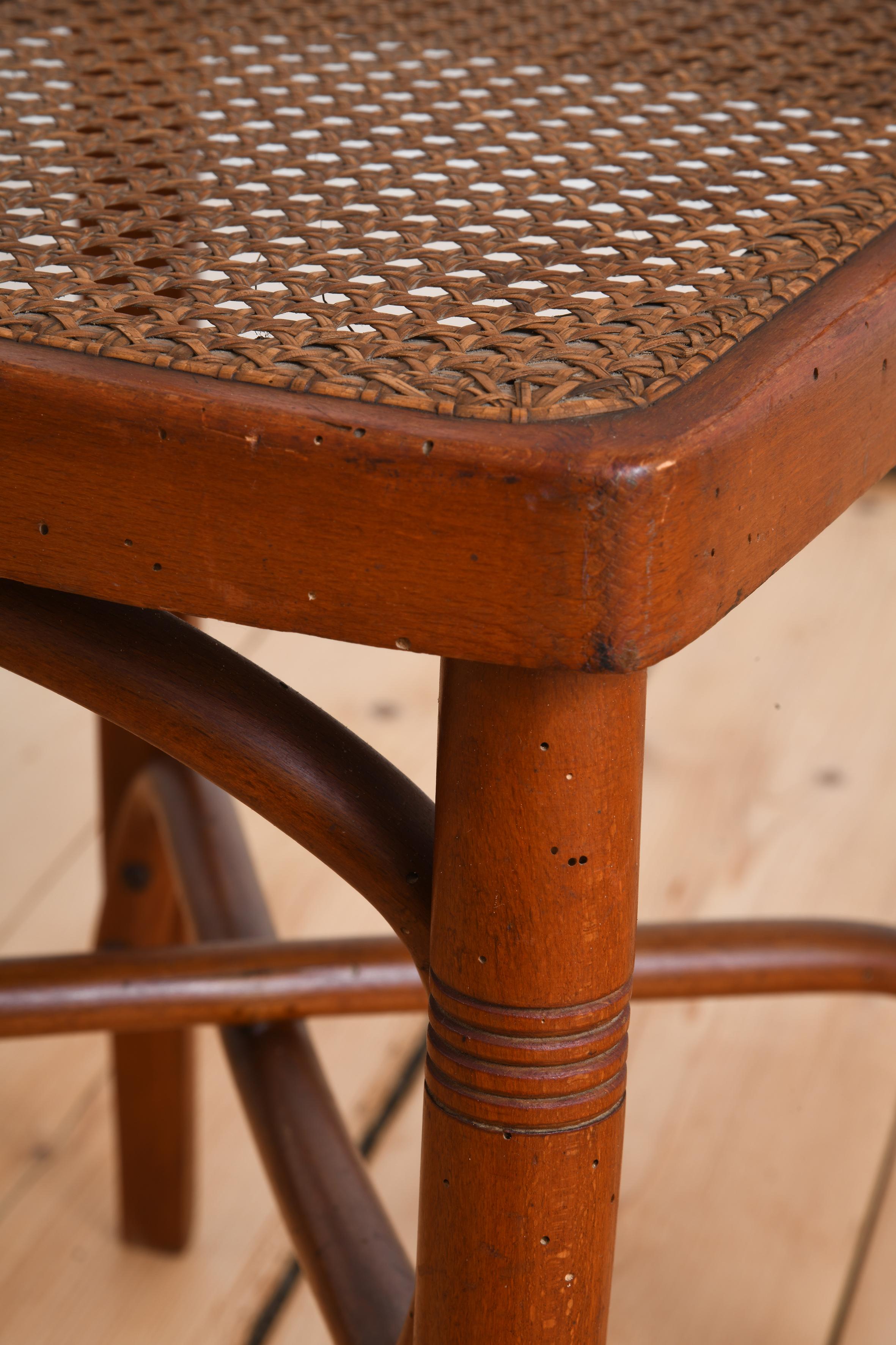 Six bentwood chairs with cane seats early 20th century in the style of Thonet For Sale 6