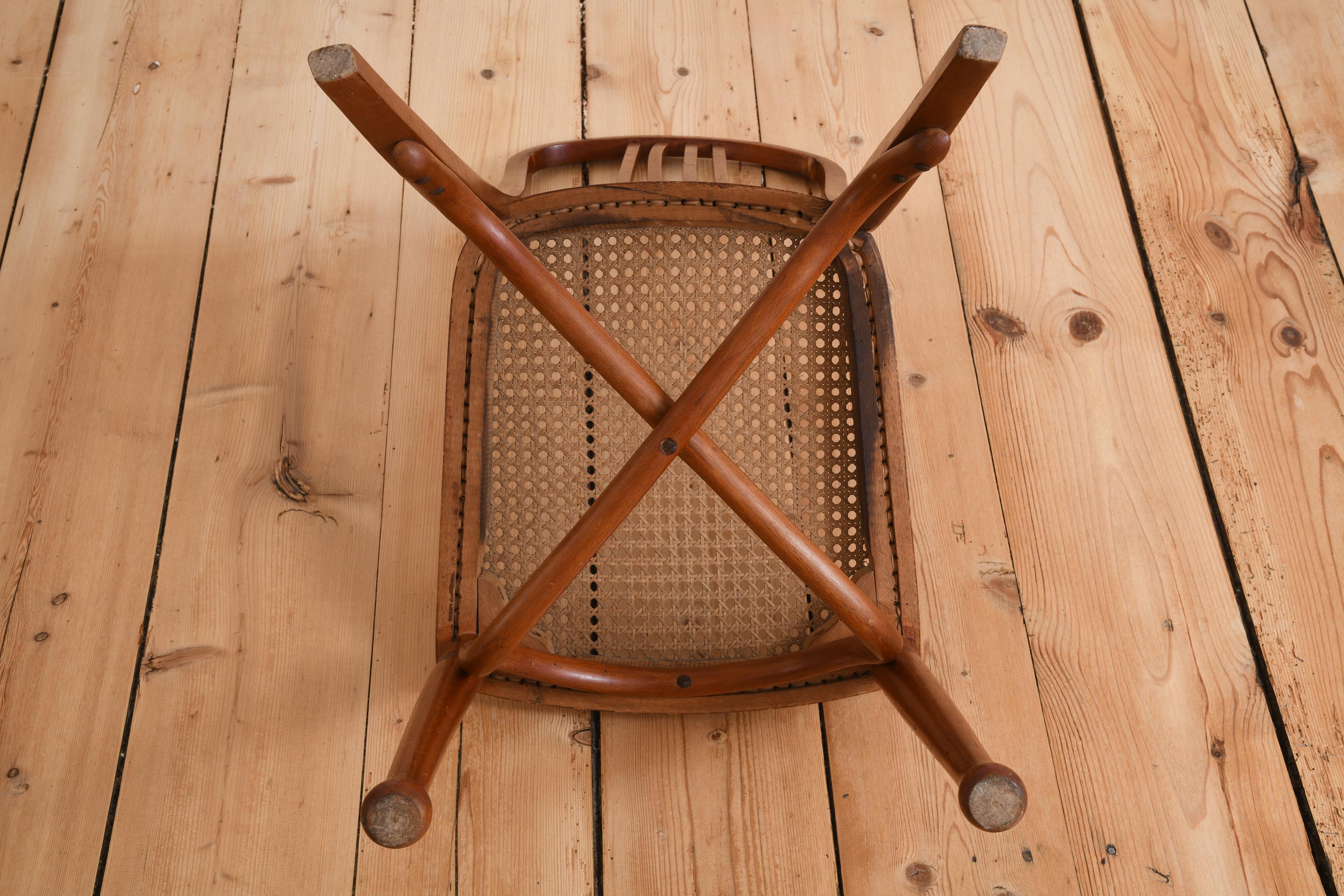 Six bentwood chairs with cane seats early 20th century in the style of Thonet For Sale 12