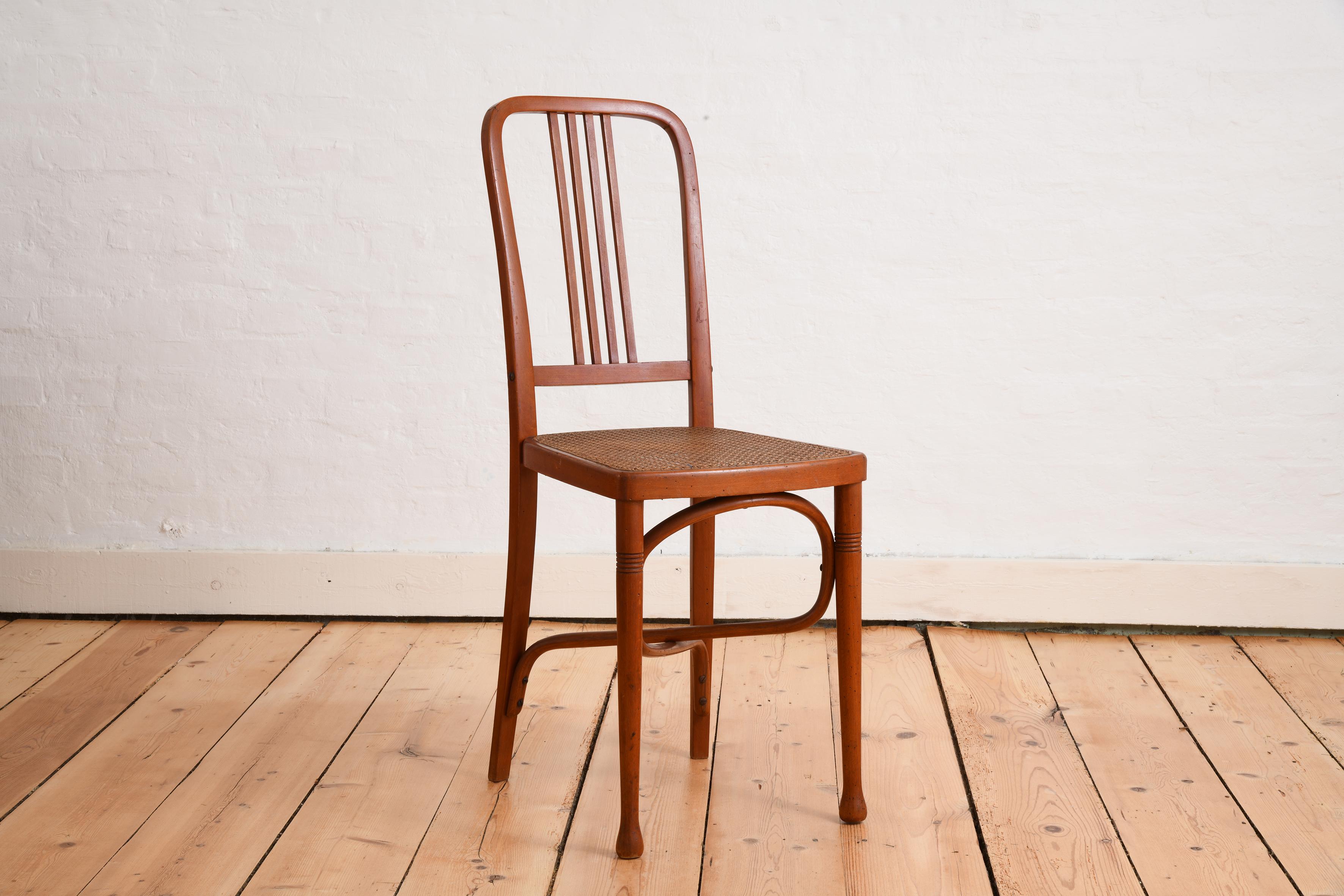 20th Century Six bentwood chairs with cane seats early 20th century in the style of Thonet For Sale