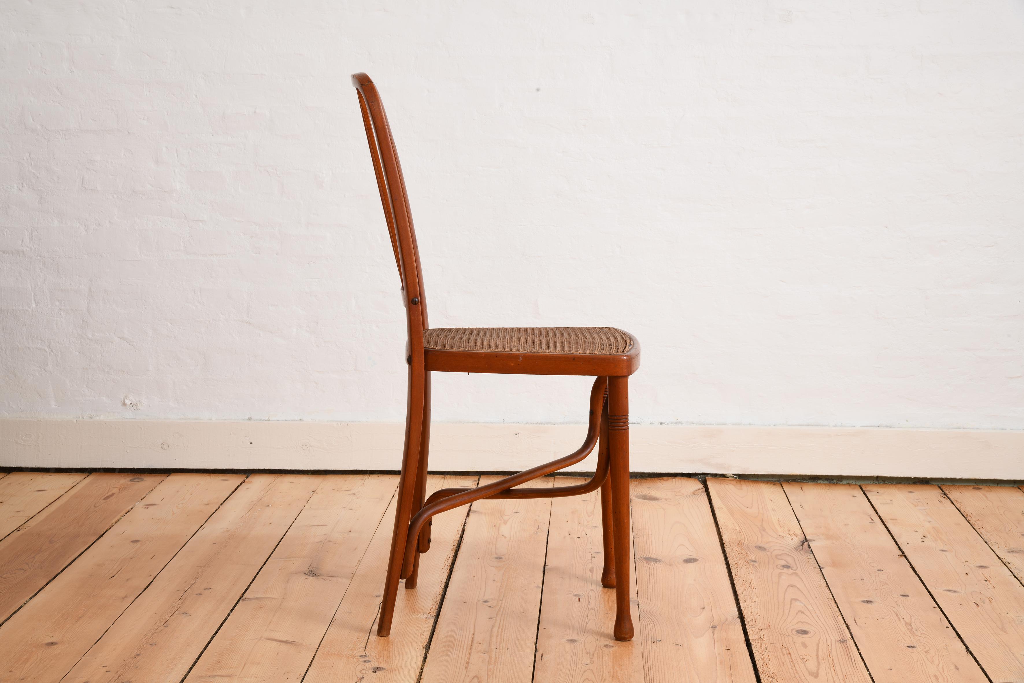 Six bentwood chairs with cane seats early 20th century in the style of Thonet For Sale 1