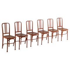 Six bentwood chairs with cane seats early 20th century in the style of Thonet