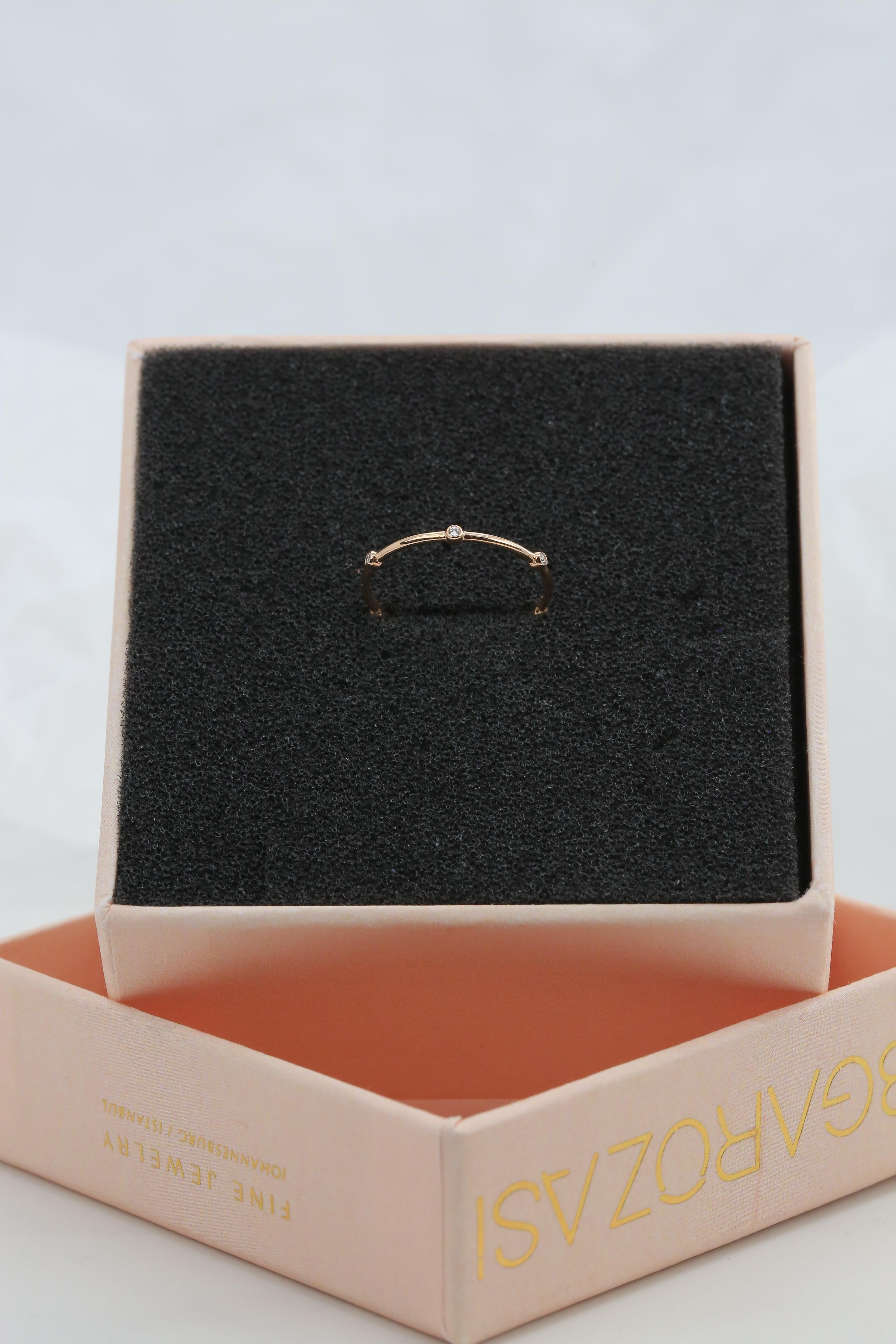 For Sale:  Six Bezel Diamond Ring, 14K Solid Gold Dainty Ring, Stackable Ring, Minimalist 5