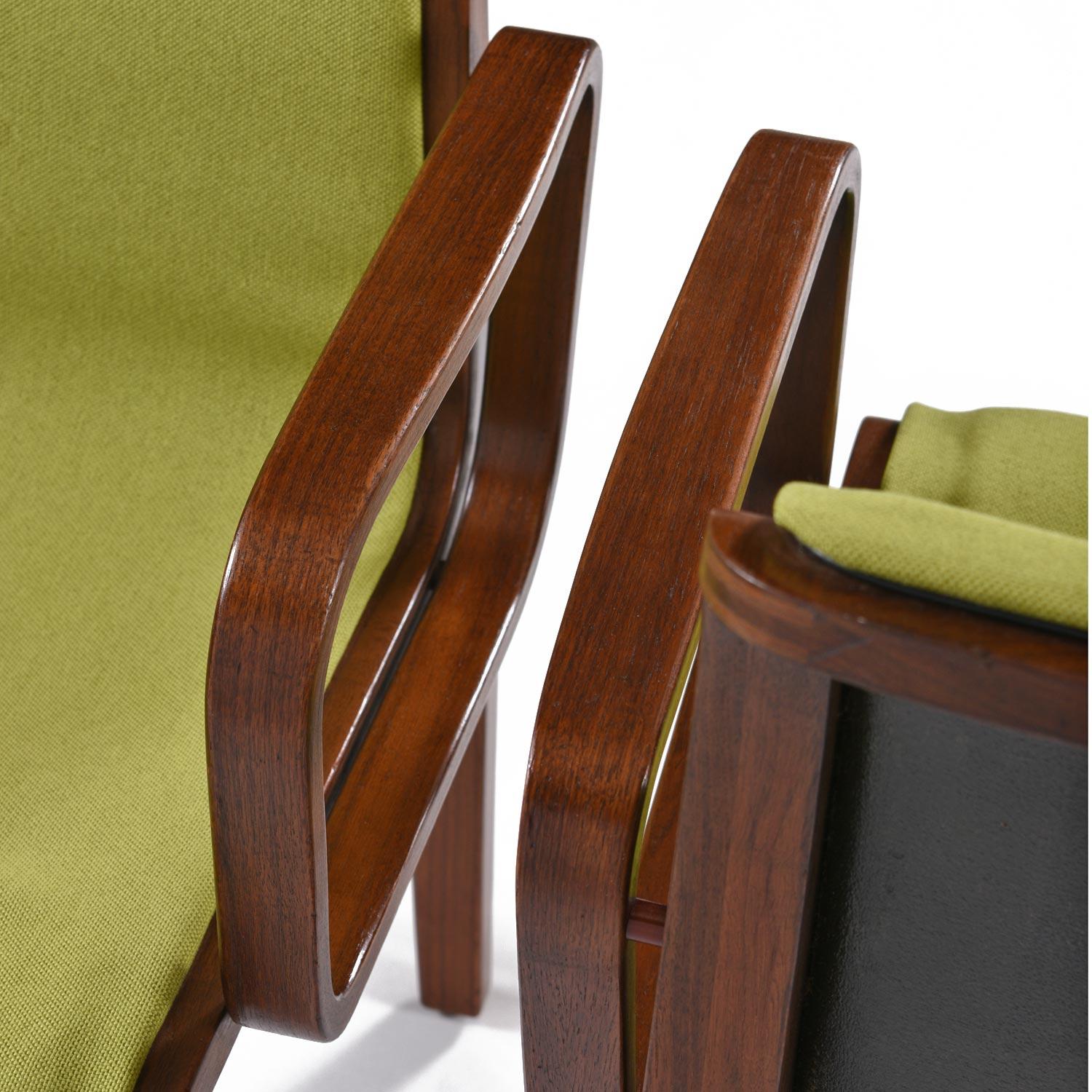 Six Bill Stephens for Knoll 1305-U Lime Green Bentwood Teak Armchairs In Good Condition In Chattanooga, TN