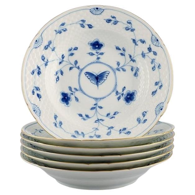 Six Bing & Grøndahl Butterfly Deep Plates in Hand-Painted Porcelain