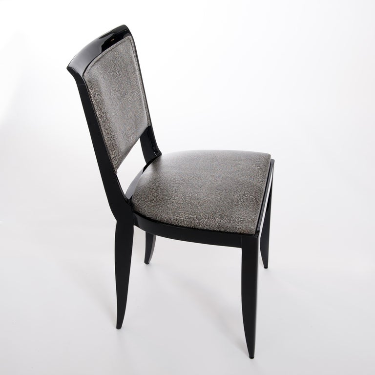 Six Black Art Deco Dining Room Chairs BlackWhite Raydesign Colored