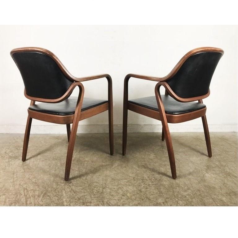 Six Black Don Petitt Bentwood Armchairs for Knoll In Good Condition In Dallas, TX
