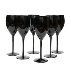 Six Black Elegant Glasses by Zbigniew Horbowy, Poland, 1970s