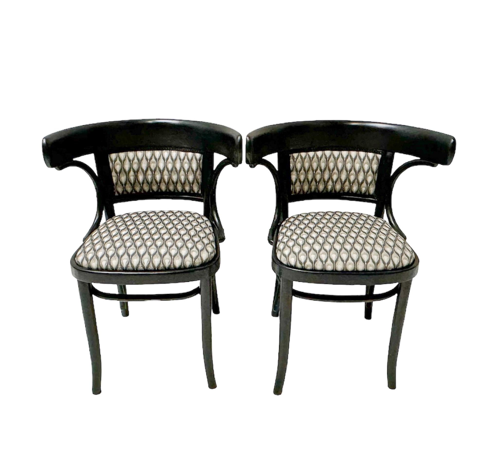Early 20th Century Six Black Lacquered Vienna Secession Armchairs by Thonet, 1920s For Sale