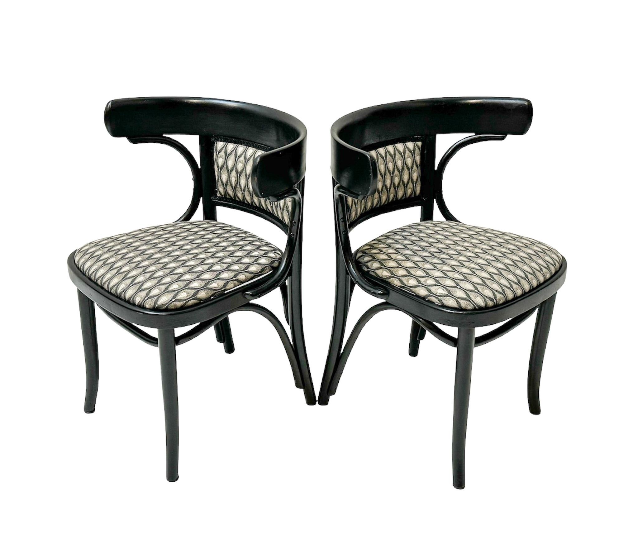 Six Black Lacquered Vienna Secession Armchairs by Thonet, 1920s For Sale 1