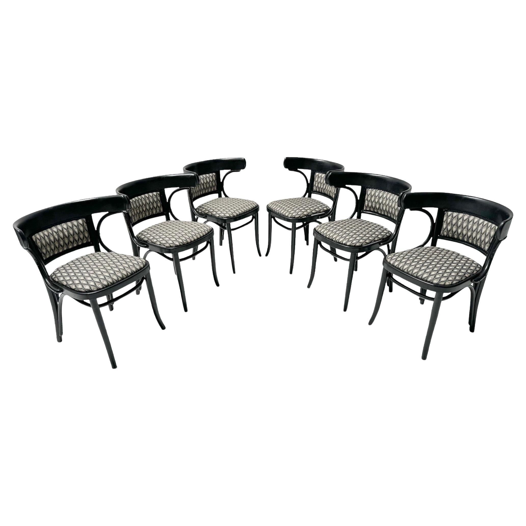 Six Black Lacquered Vienna Secession Armchairs by Thonet, 1920s