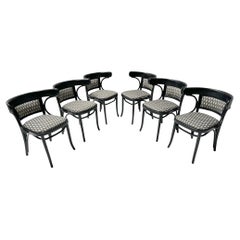 Antique Six Black Lacquered Vienna Secession Armchairs by Thonet, 1920s