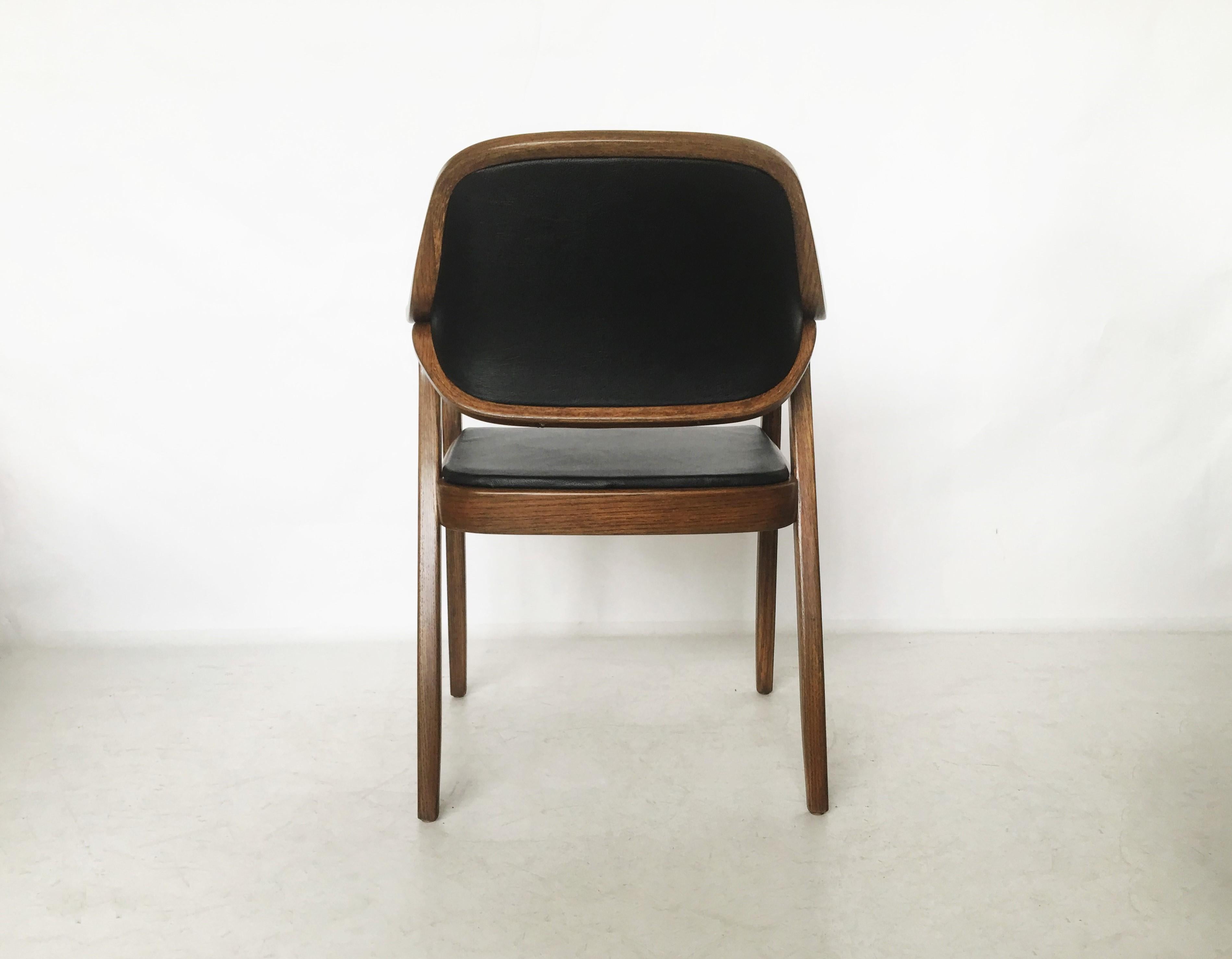 Six Black Leather Bentwood Armchairs by Don Petitt for Knoll 1