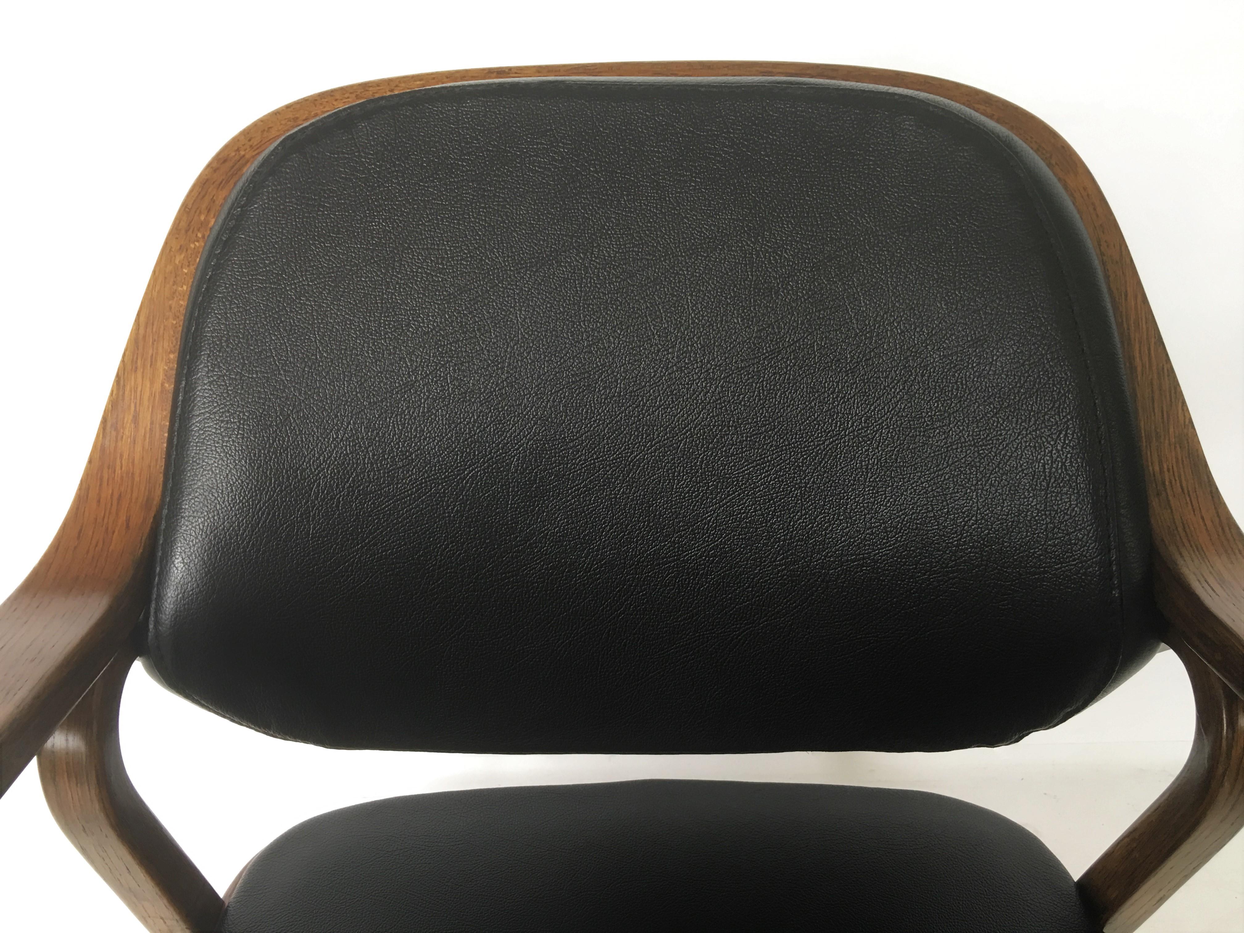 Six Black Leather Bentwood Armchairs by Don Petitt for Knoll 2