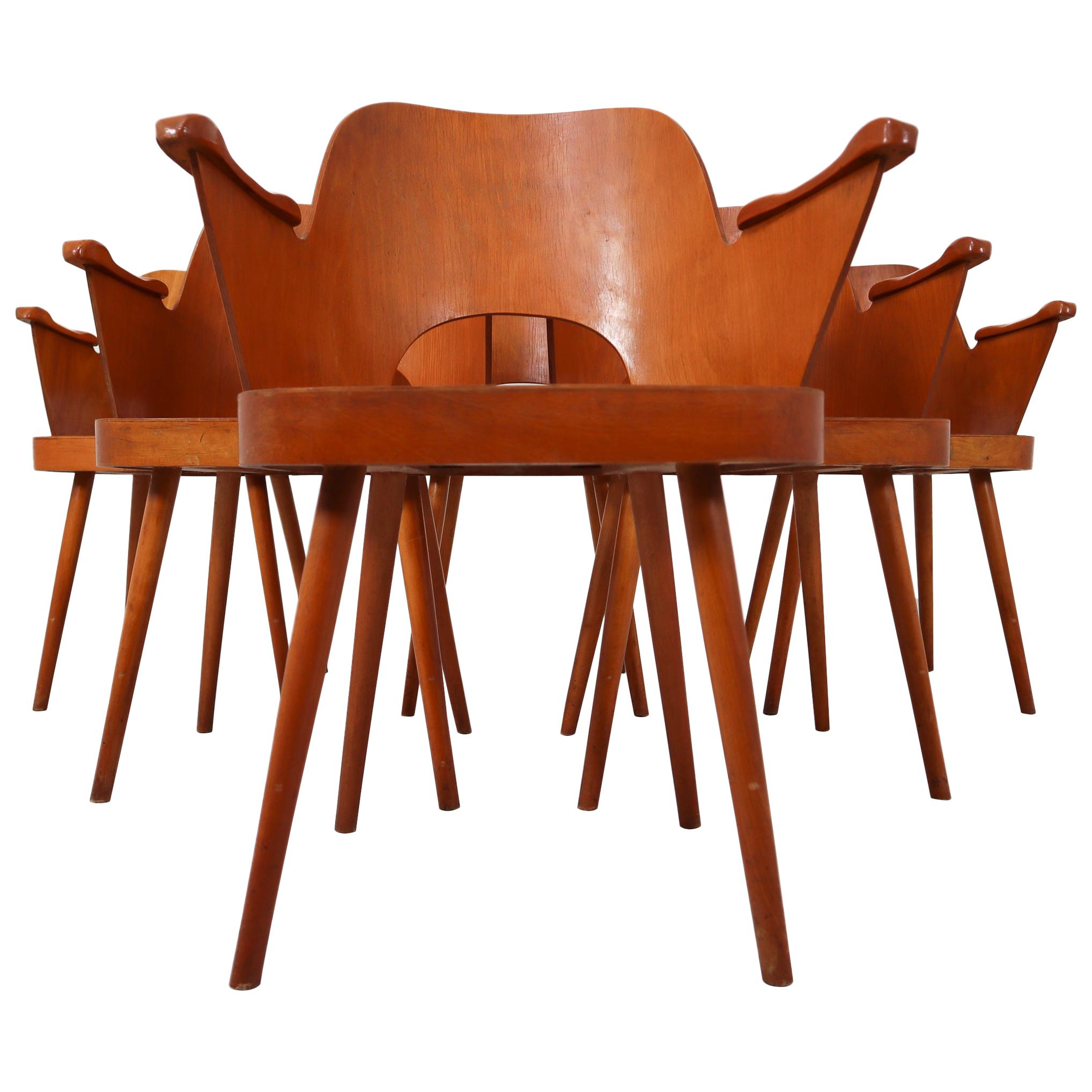 Six Blonde Bentwood Armchairs by Oswald Haerdtl for Ton CZ 1960s