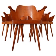Six Blonde Bentwood Armchairs by Oswald Haerdtl for Ton CZ, 1960s