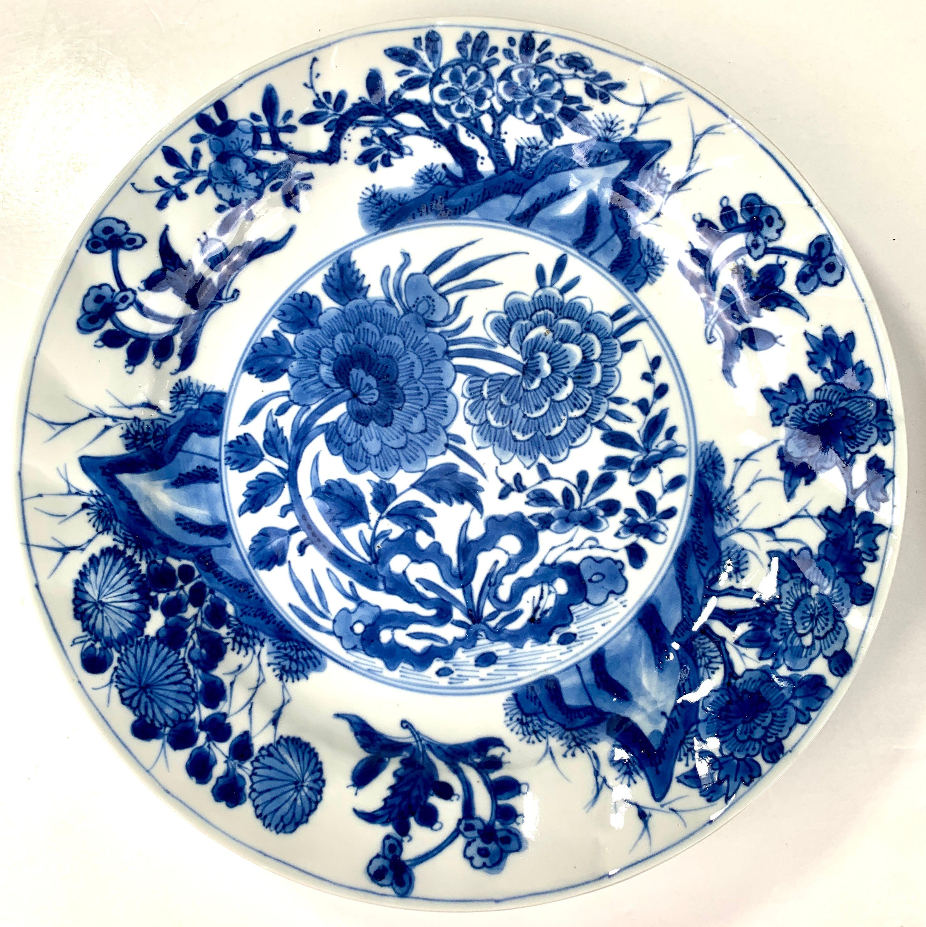 Qing Six Blue and White Chinese Porcelain Dishes Kangxi Era Made c-1700