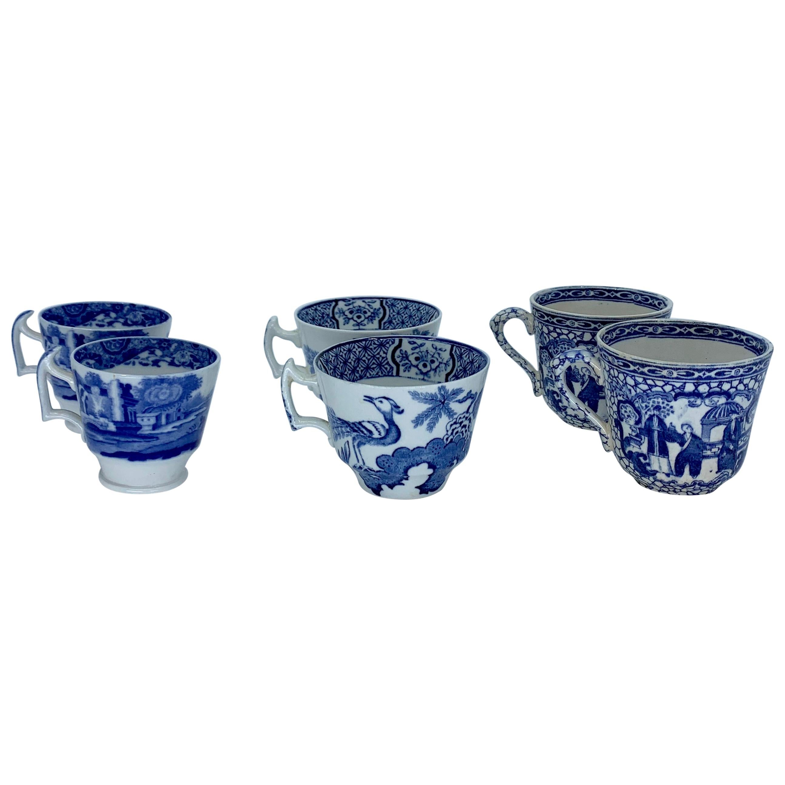 Six Blue and White Espresso Cups
