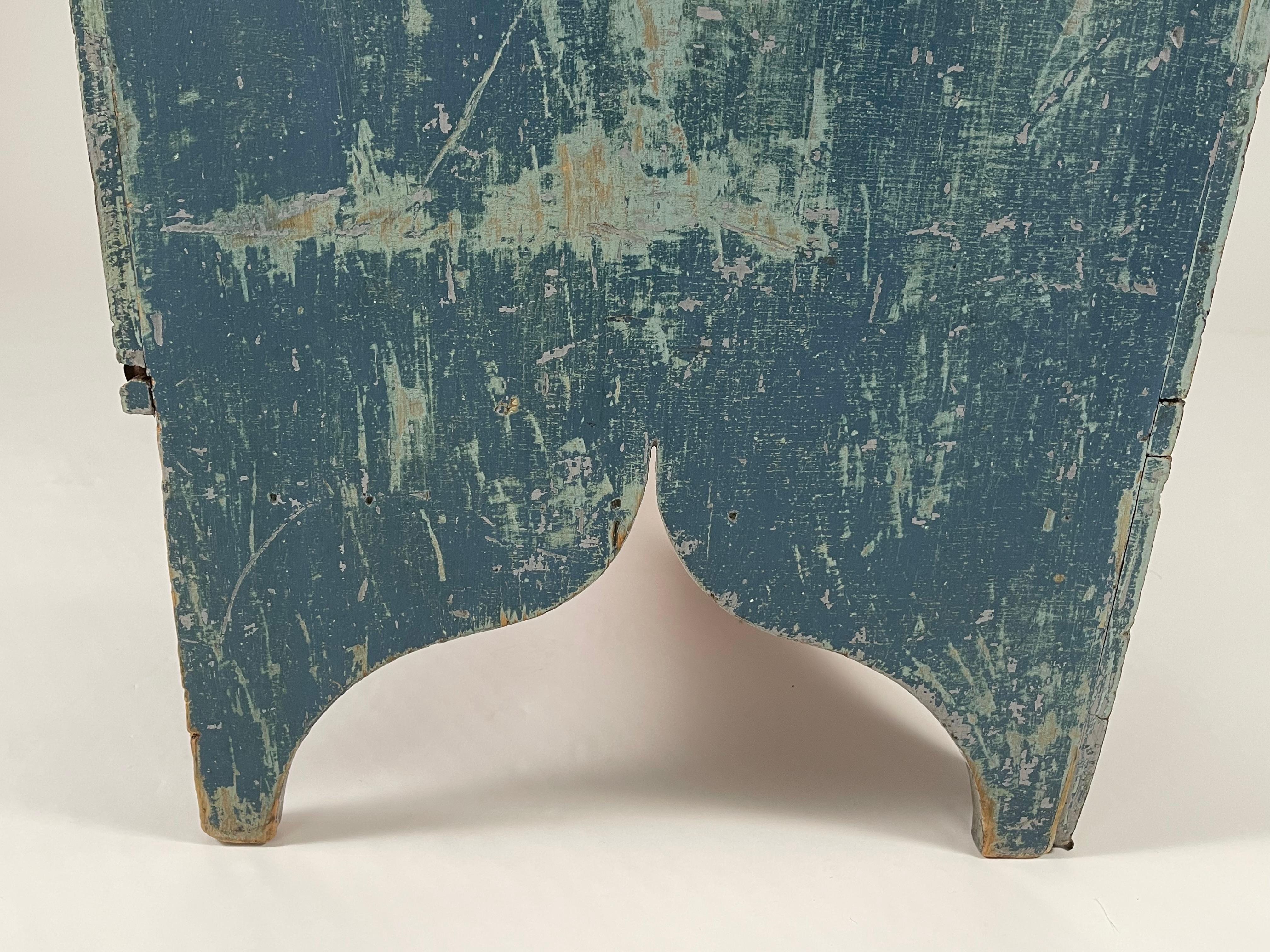 Six Board Blanket Chest in Original Old Blue Paint, circa 1830 3