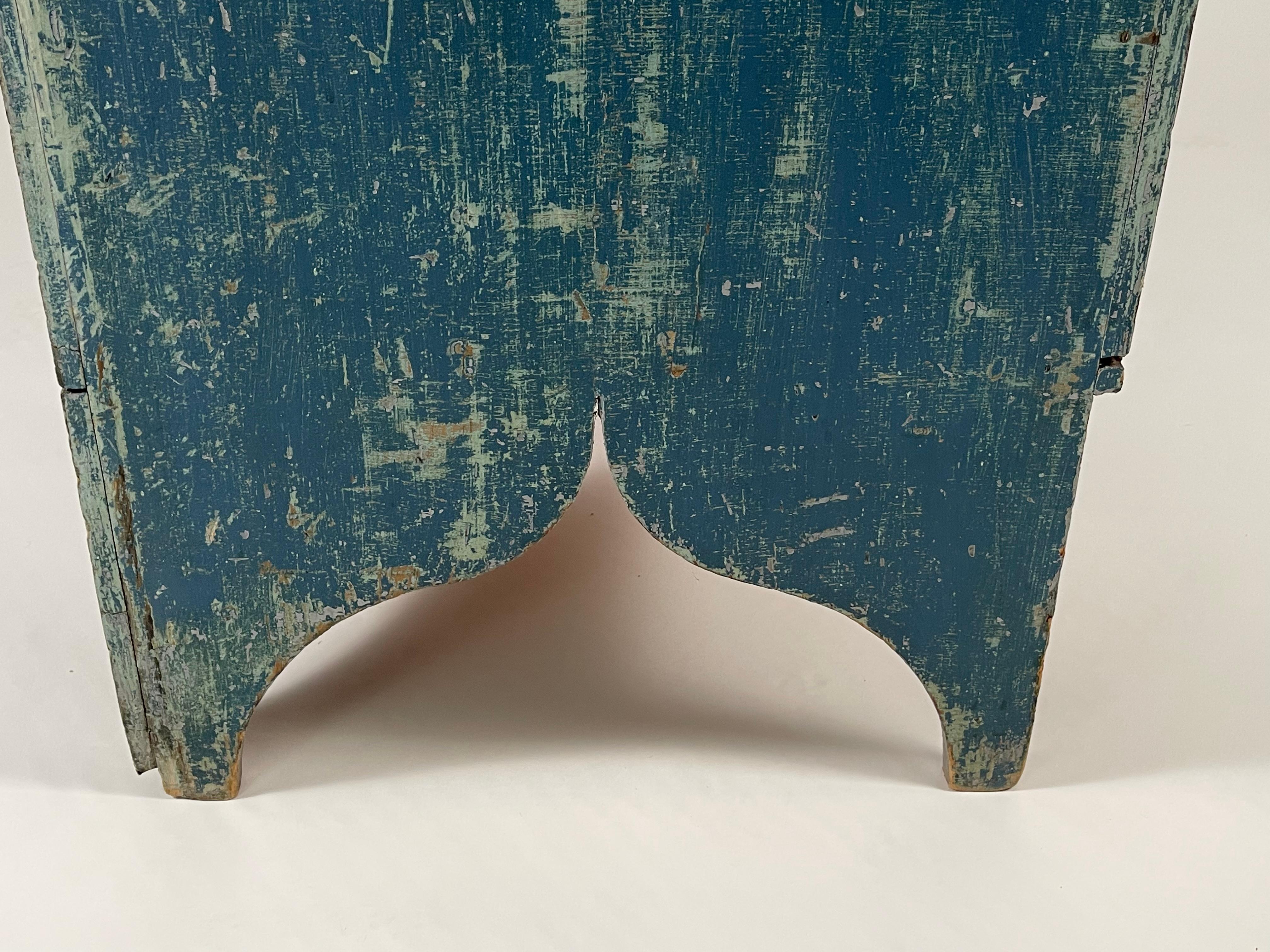 Six Board Blanket Chest in Original Old Blue Paint, circa 1830 5