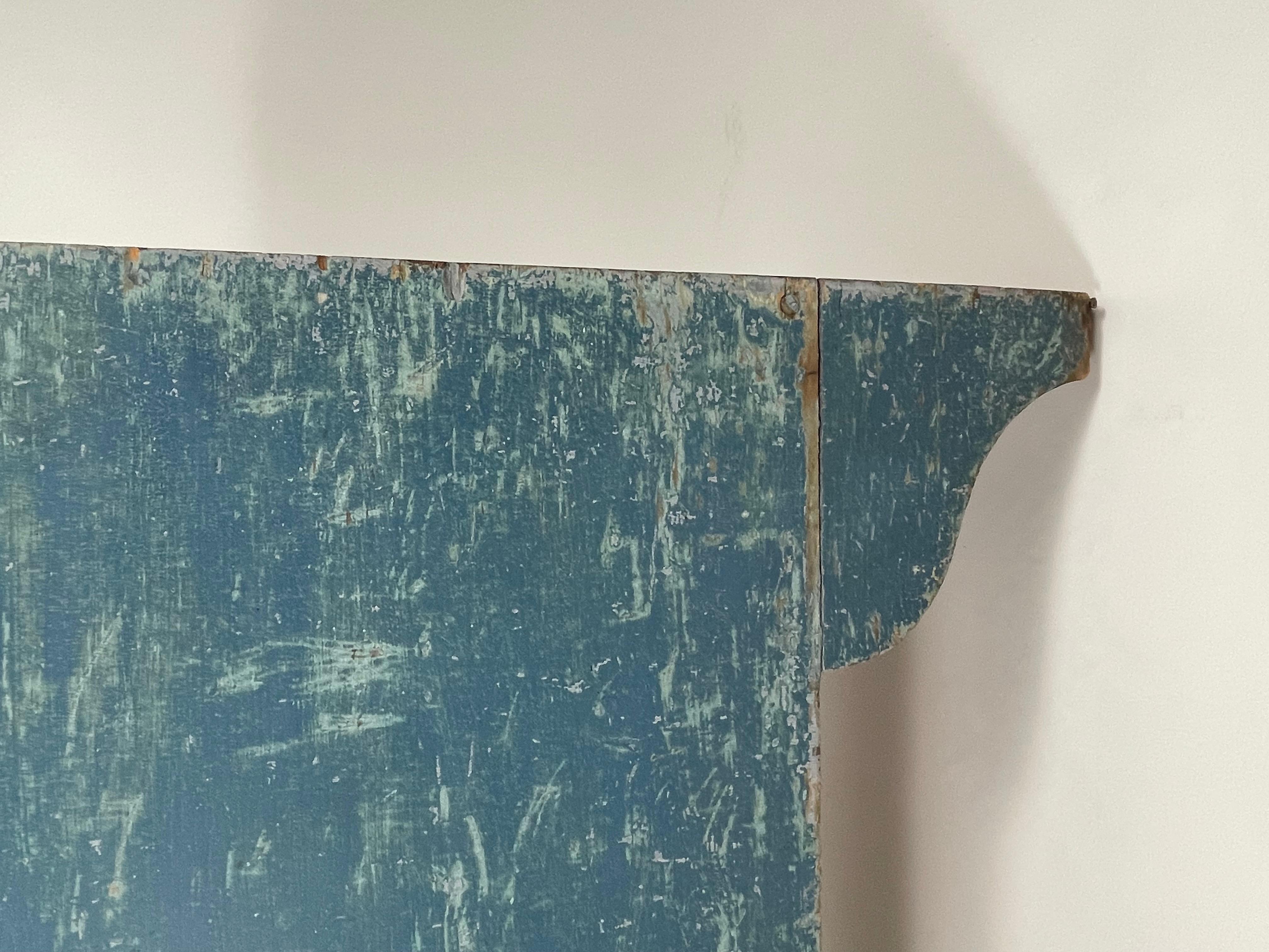 Mid-19th Century Six Board Blanket Chest in Original Old Blue Paint, circa 1830