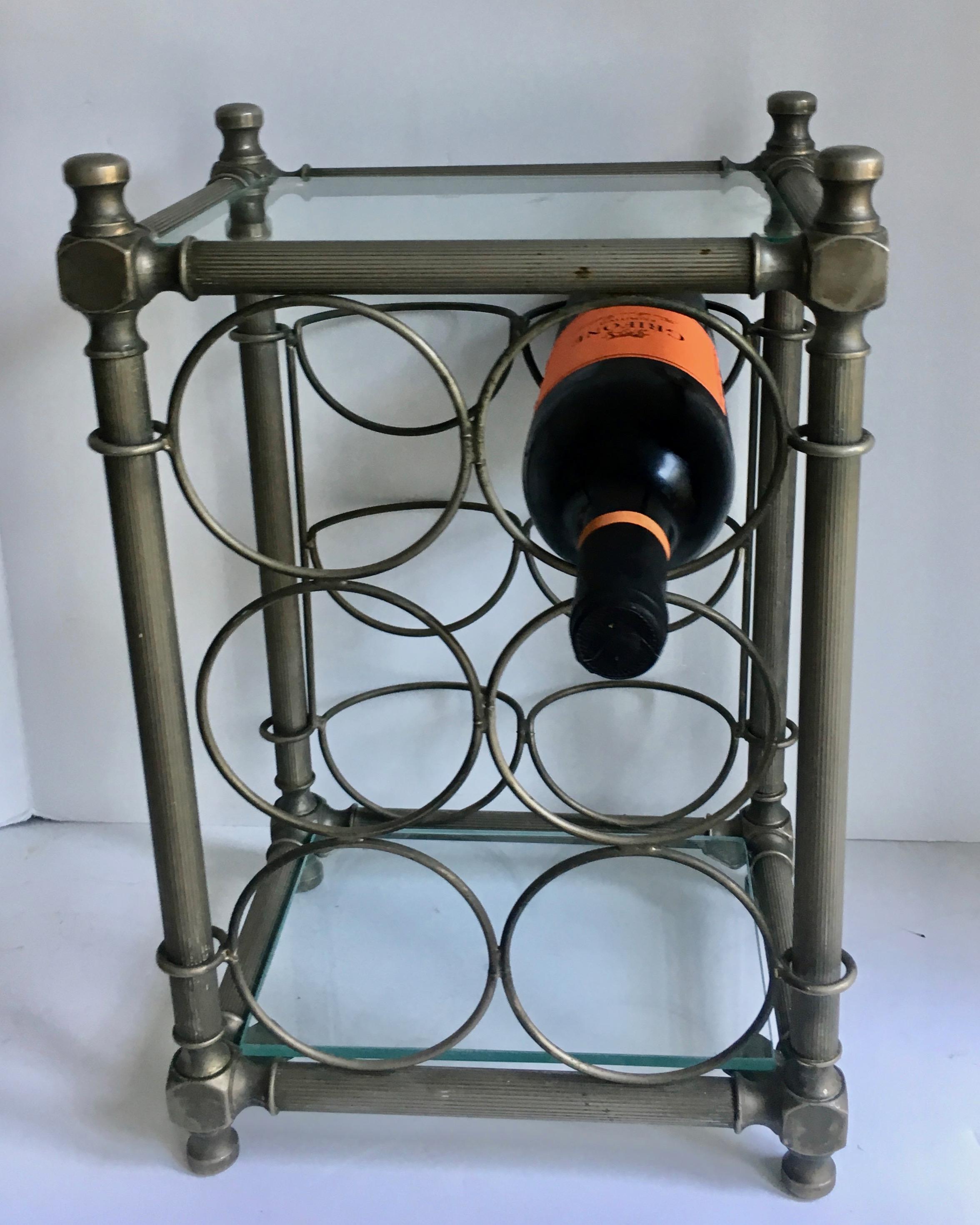 Six bottle wine champagne holder - convenient and simple - this elegant piece will hold wine in your office, bedroom or any place you need to conveniently grab a bottle - small enough to move around with glass on top to easily hold glass or