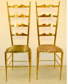 Six Brass Chiavari Ladder Back Chairs