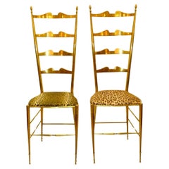 Vintage Six Brass Chiavari Ladder Back Chairs