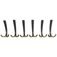 Six Brass Wall Hook, circa 1950s by Hertha Baller Six Brass Wall Hook, circa 1950s by Hertha Baller