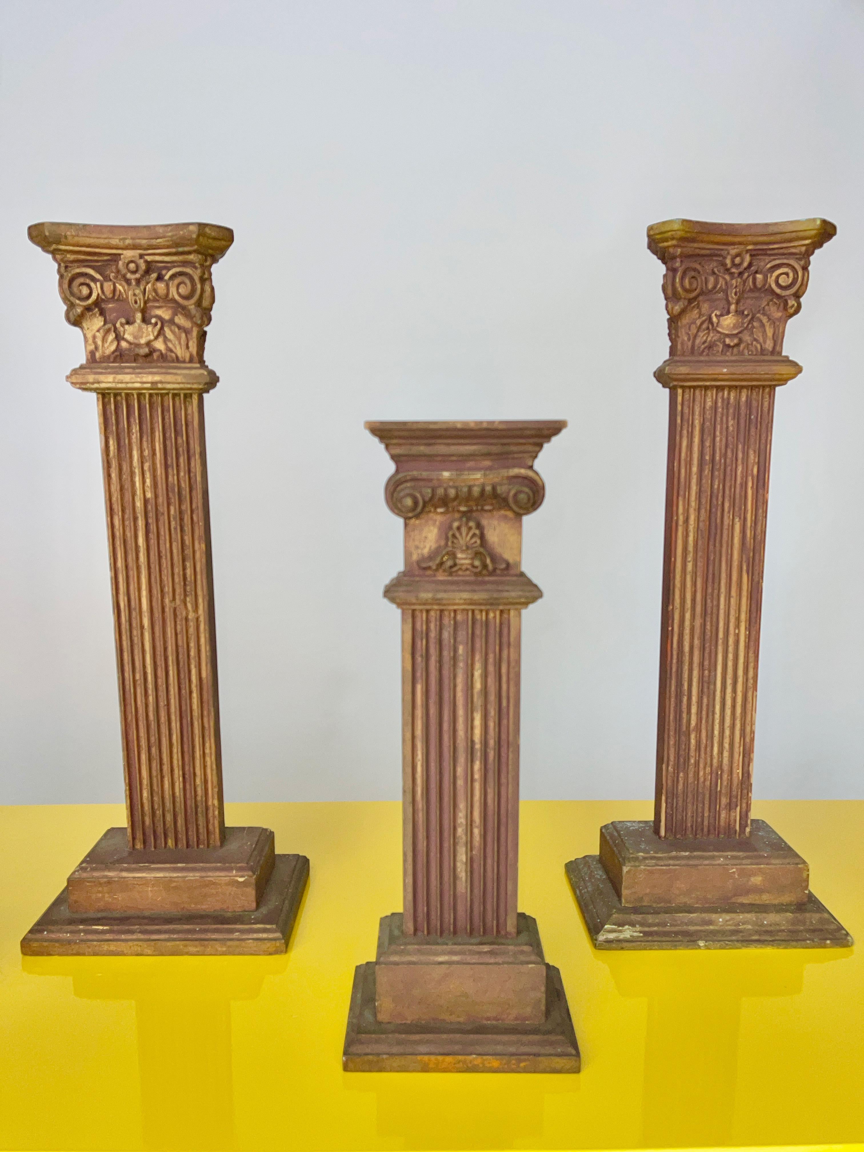 20th Century Six Bronzed Wood Decorative Columns For Sale