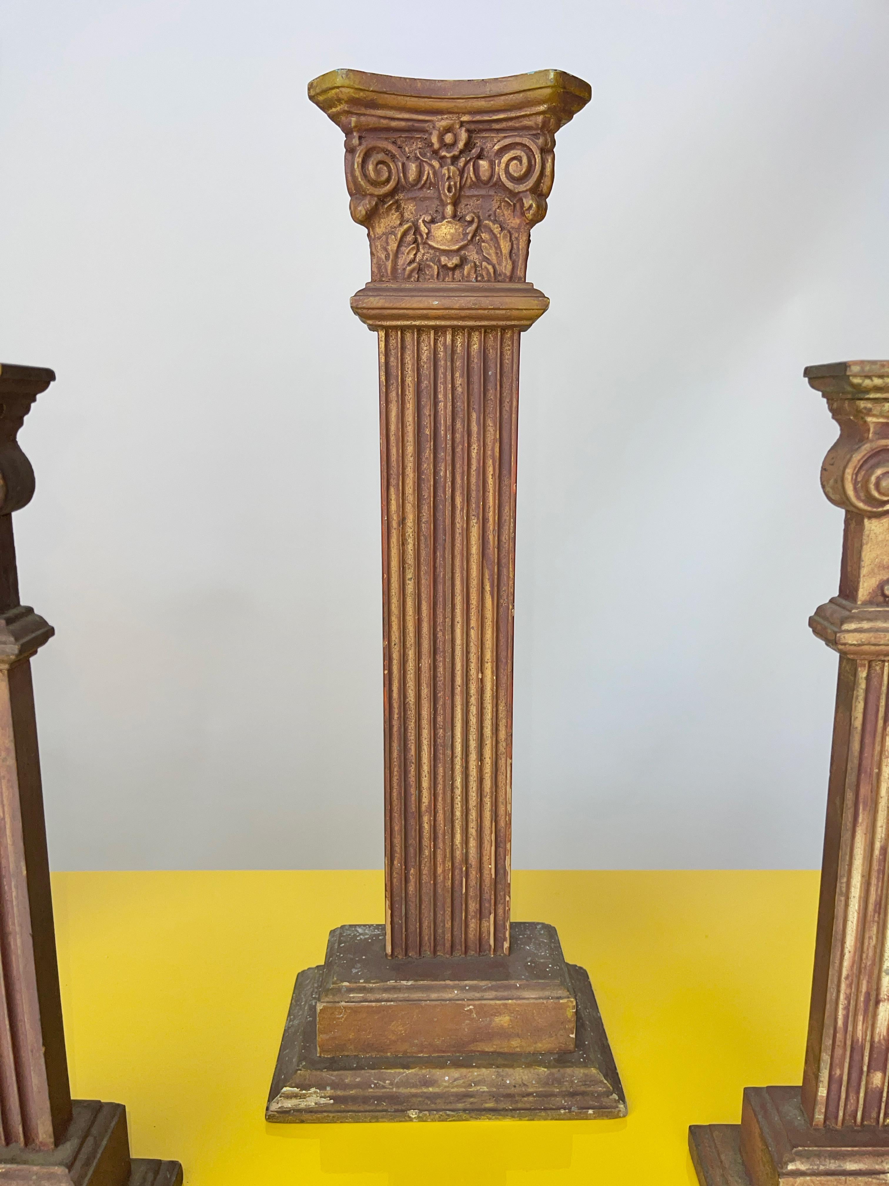 Six Bronzed Wood Decorative Columns For Sale 1