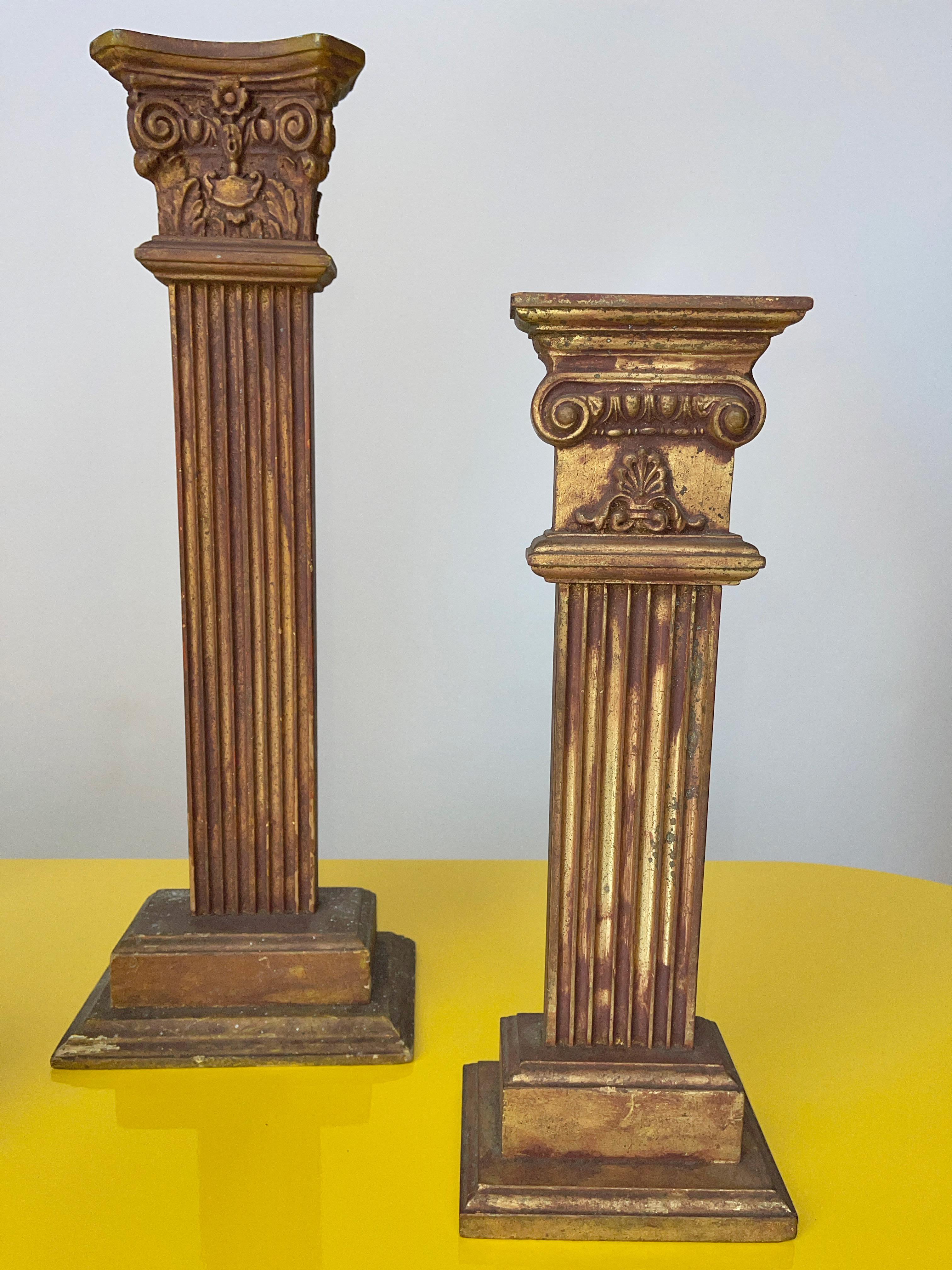 Six Bronzed Wood Decorative Columns For Sale 2