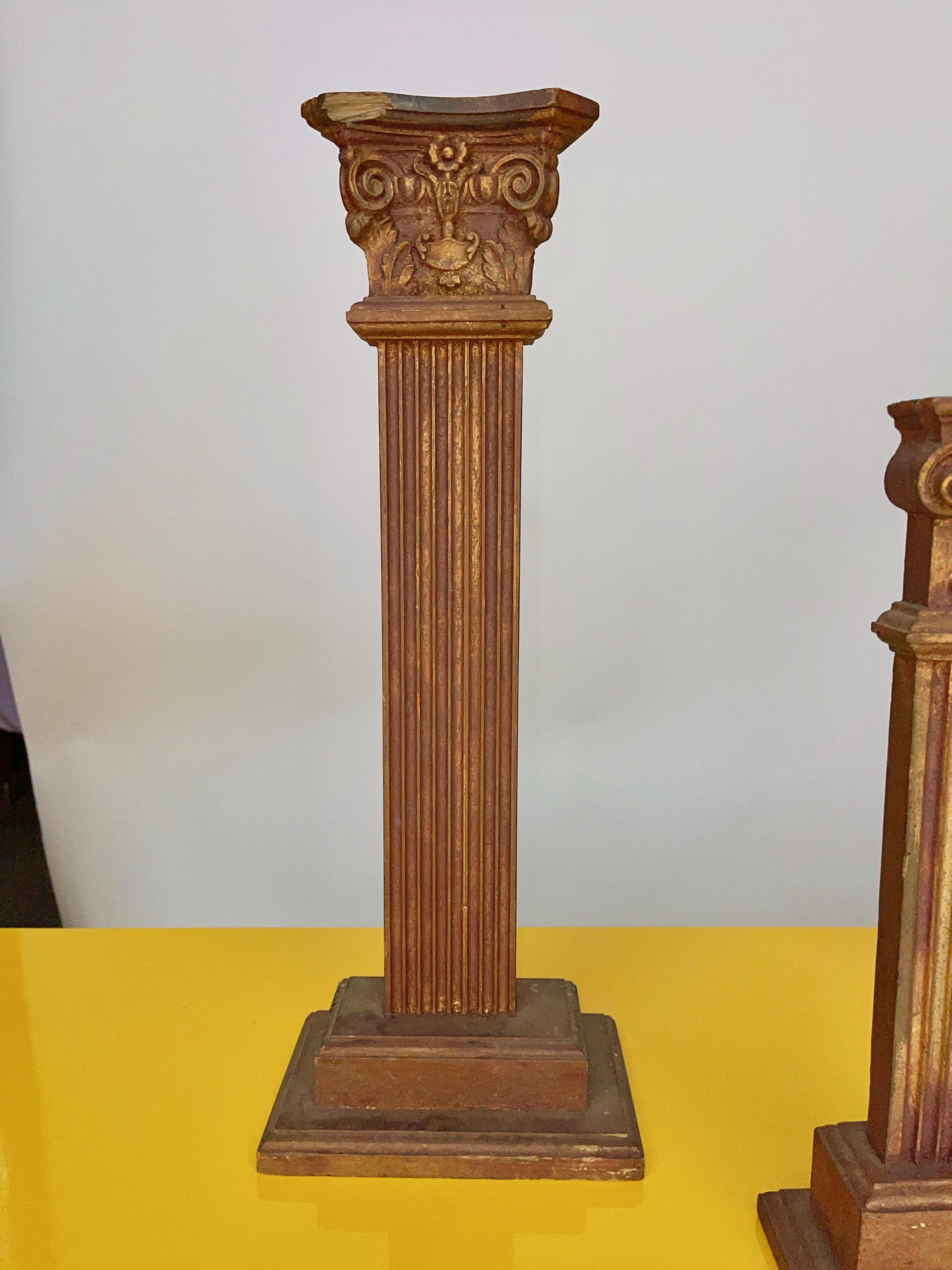 American Six Bronzed Wood Decorative Columns For Sale