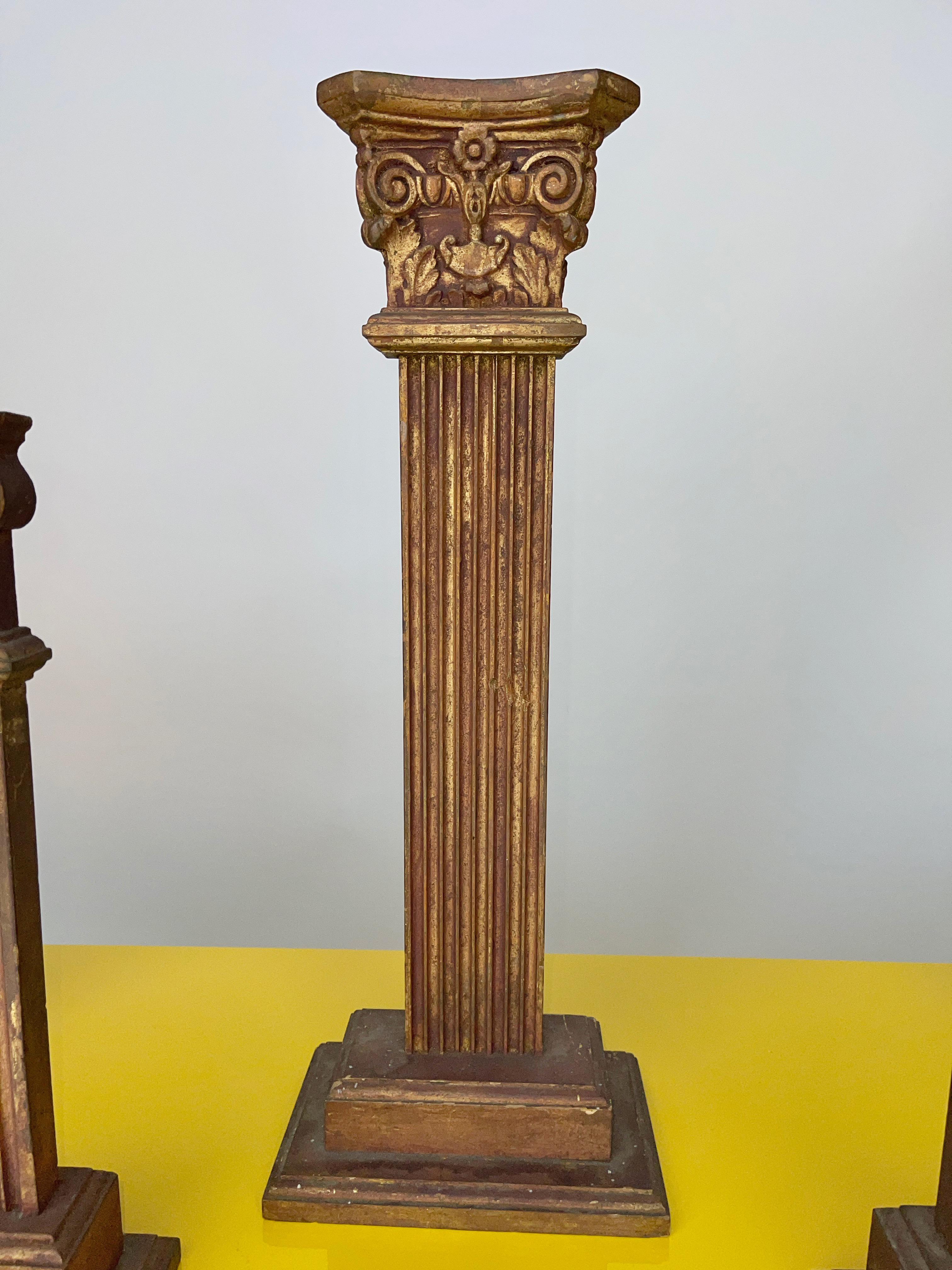 Six Bronzed Wood Decorative Columns In Good Condition For Sale In Hanover, MA