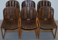 Six Brown Leather D Bianco & Son's Chairs Council Chambers London Stock Exchange