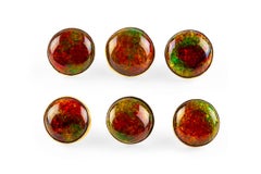 Six Buttons, Style of Liberty & Co. 15 Carat Gold and Enamel, English circa 1910