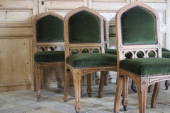 Six 19th Century English Bleached Oak Arts & Crafts Chairs
