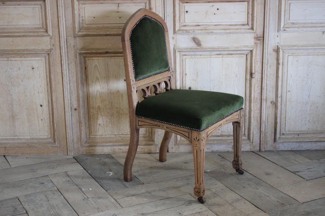 Six 19th Century English Bleached Oak Arts & Crafts Chairs For Sale 1