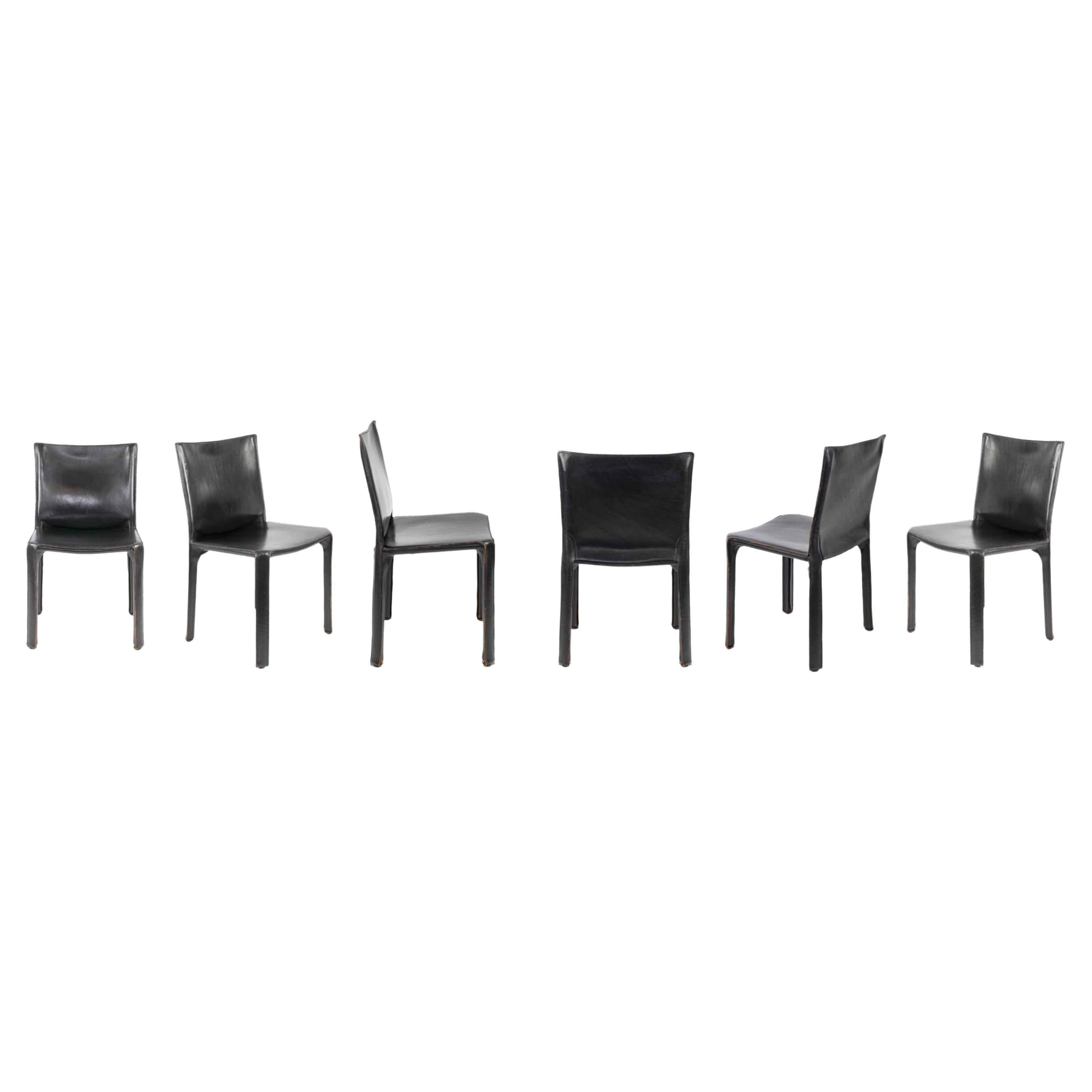 Six CAB 412 Chairs by Mario Bellini for Cassina, Italy 1977 For Sale
