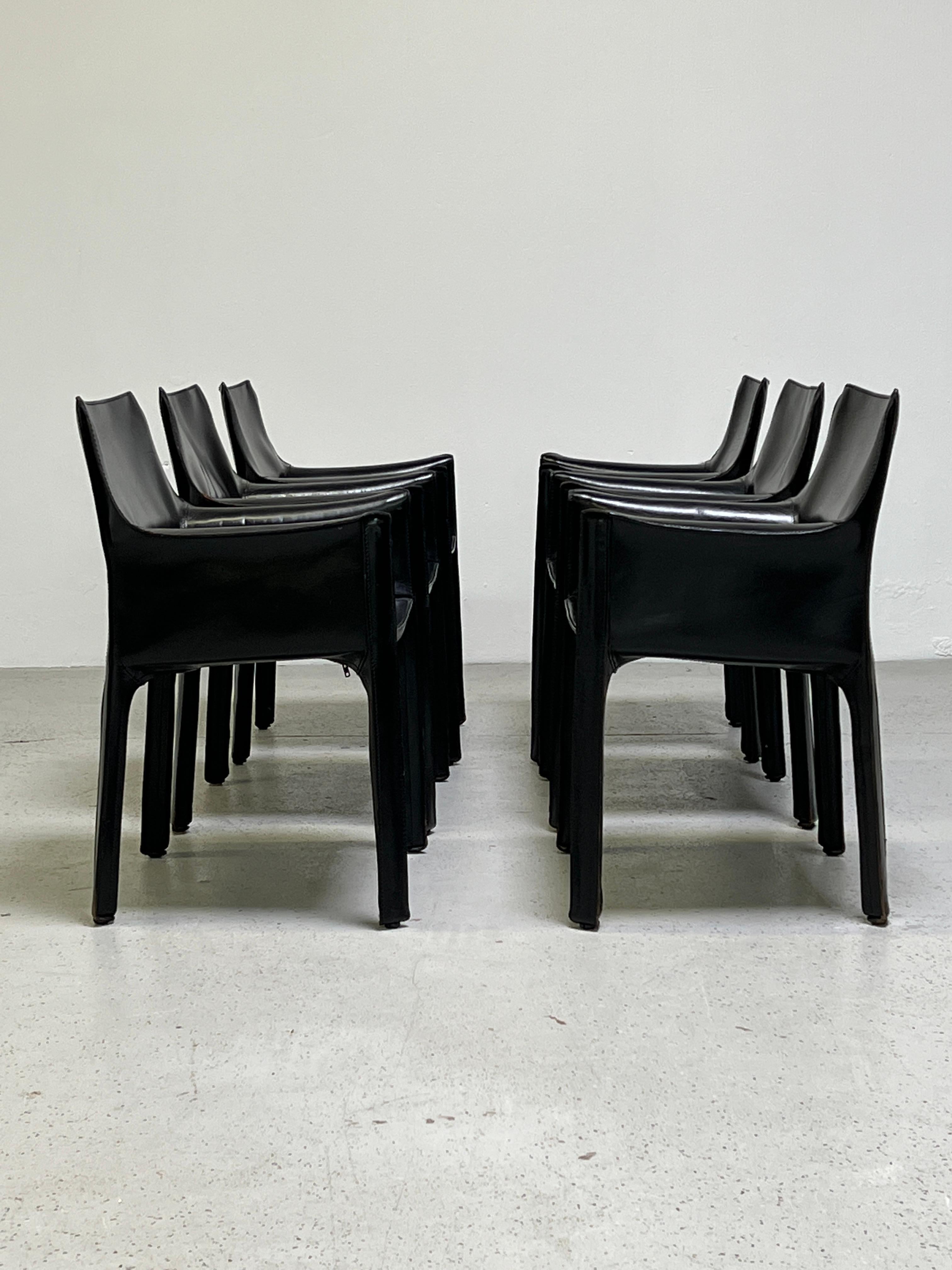 Six Cab Armchairs by Mario Bellini for Cassina In Good Condition In Dallas, TX